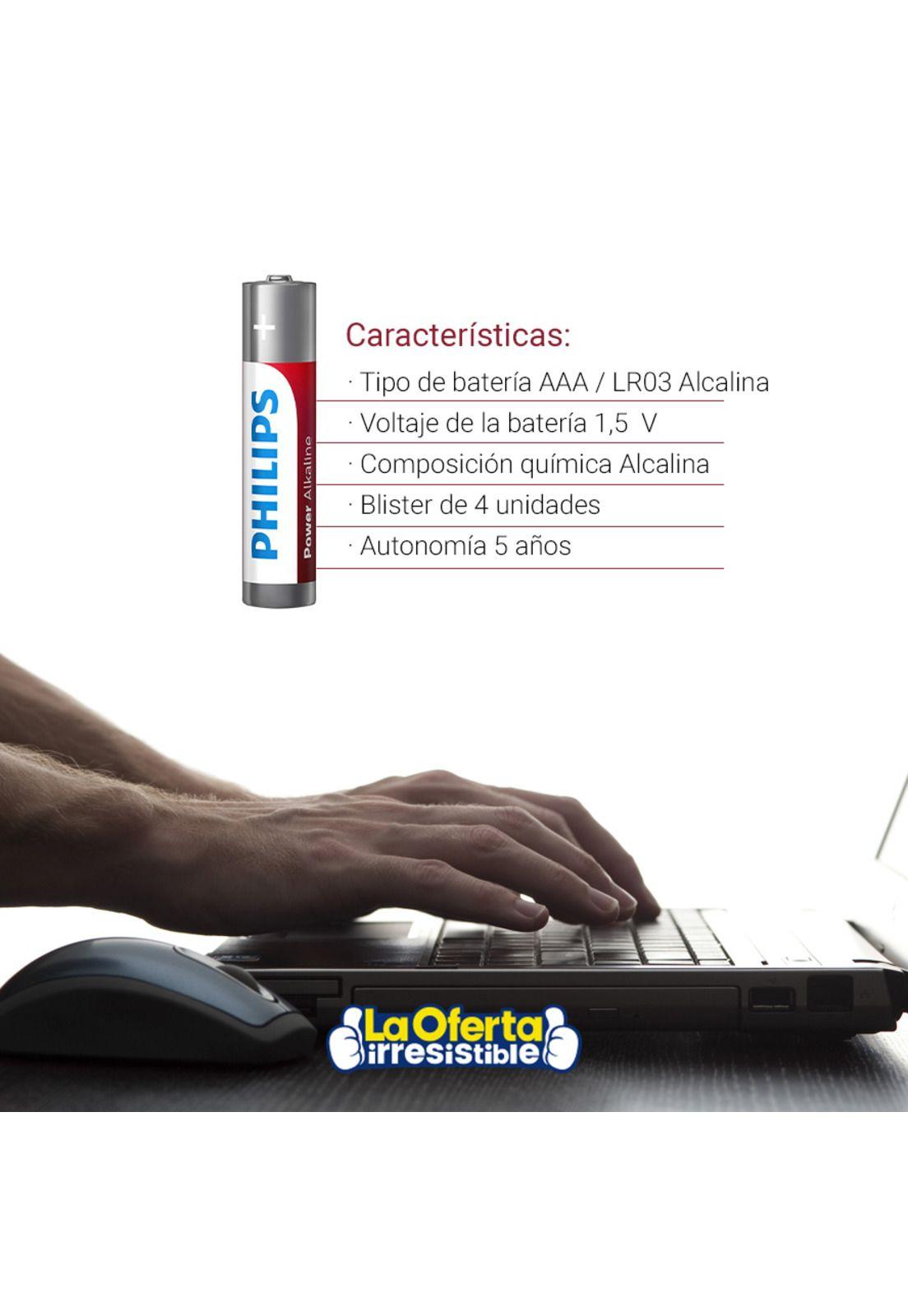 Pilas AAA Philips Alcalinas Pack x4 1,5v-2