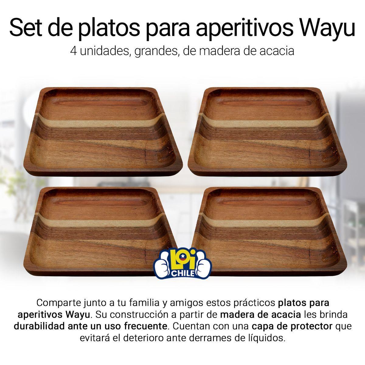 Plato aperitivo Madera Wayu Pack x4-1