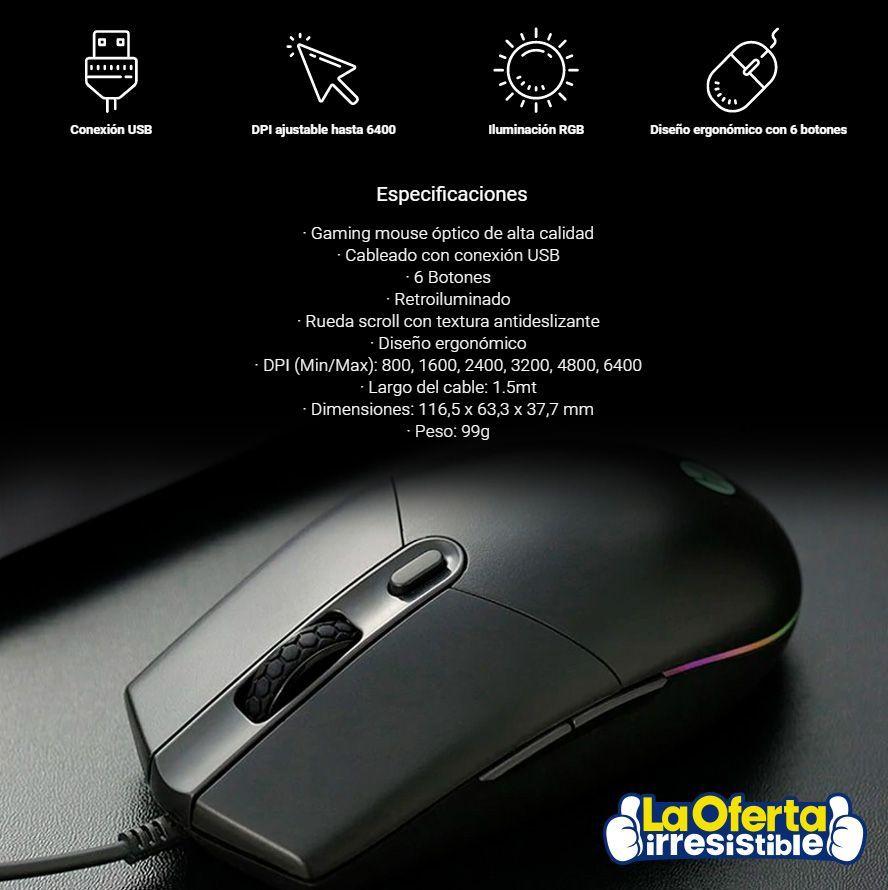 Mouse Gamer HP M260 DPI Ajustable 6400 RGB-2