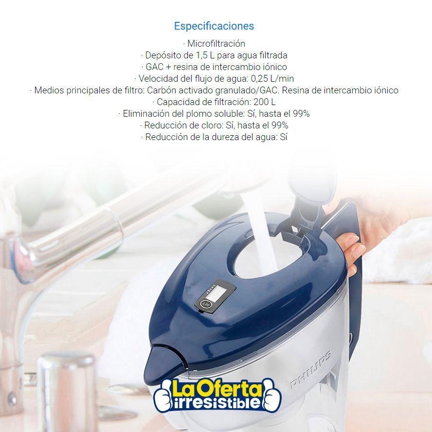 Jarra Purificadora de Agua Philips 1,5L Temporizador Digital-2