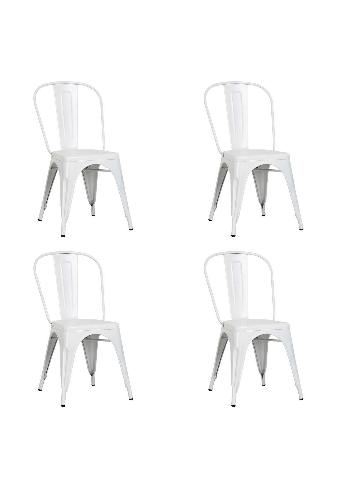 Set de 4 Sillas de Metal Diseño Tolix Empoli Blanca-0