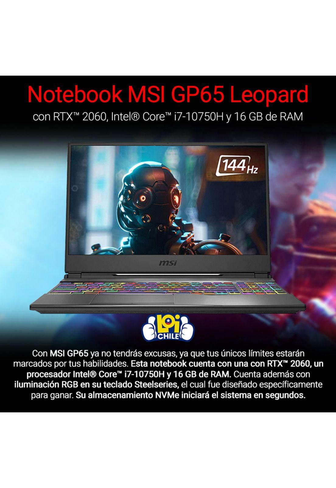 Notebook Gamer MSI Leopard i7 16GB 512SSD RTX2060 144Hz 15.6-1