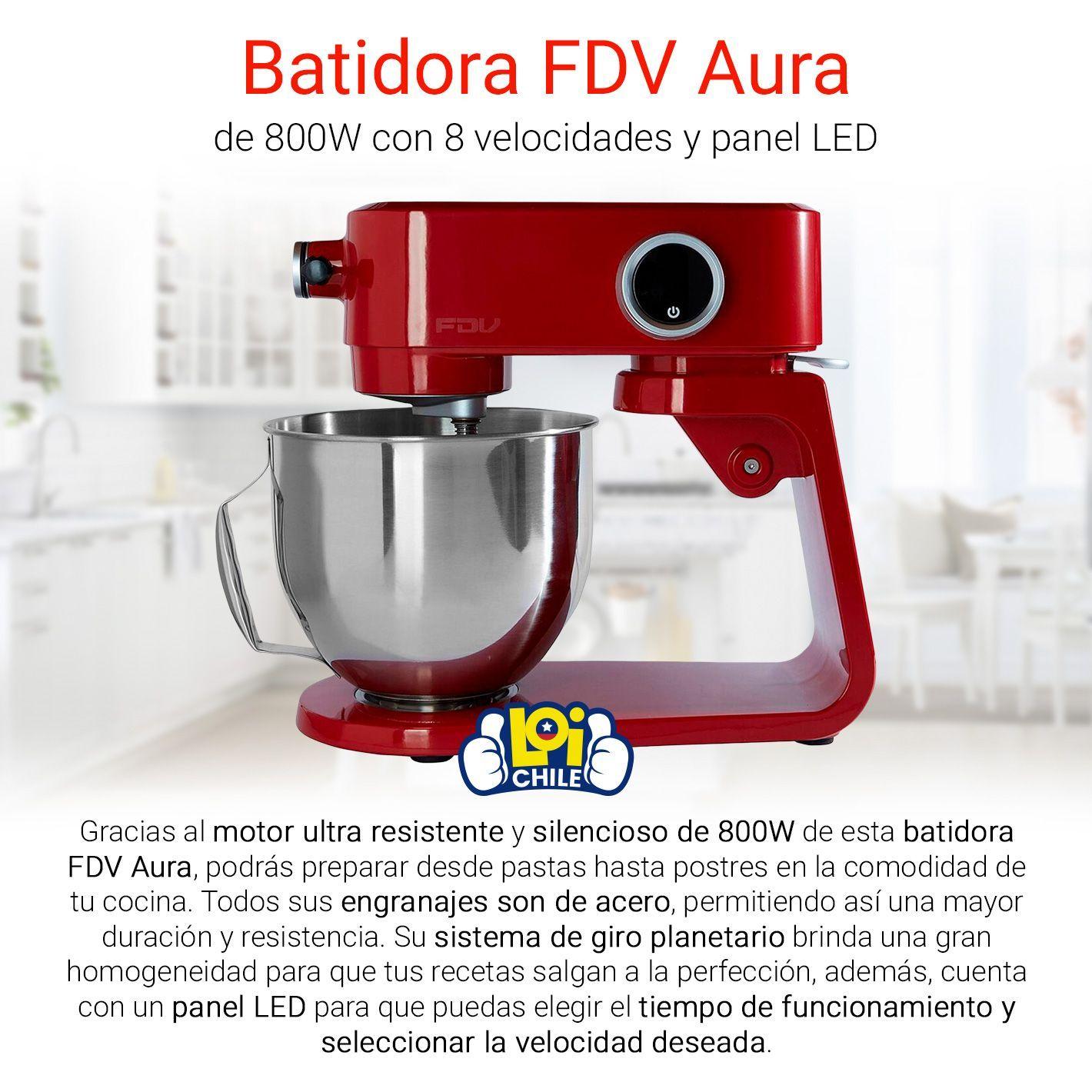 Batidora de Pie FDV Aura Roja 800w 8 Velocidades y Panel LCD-1