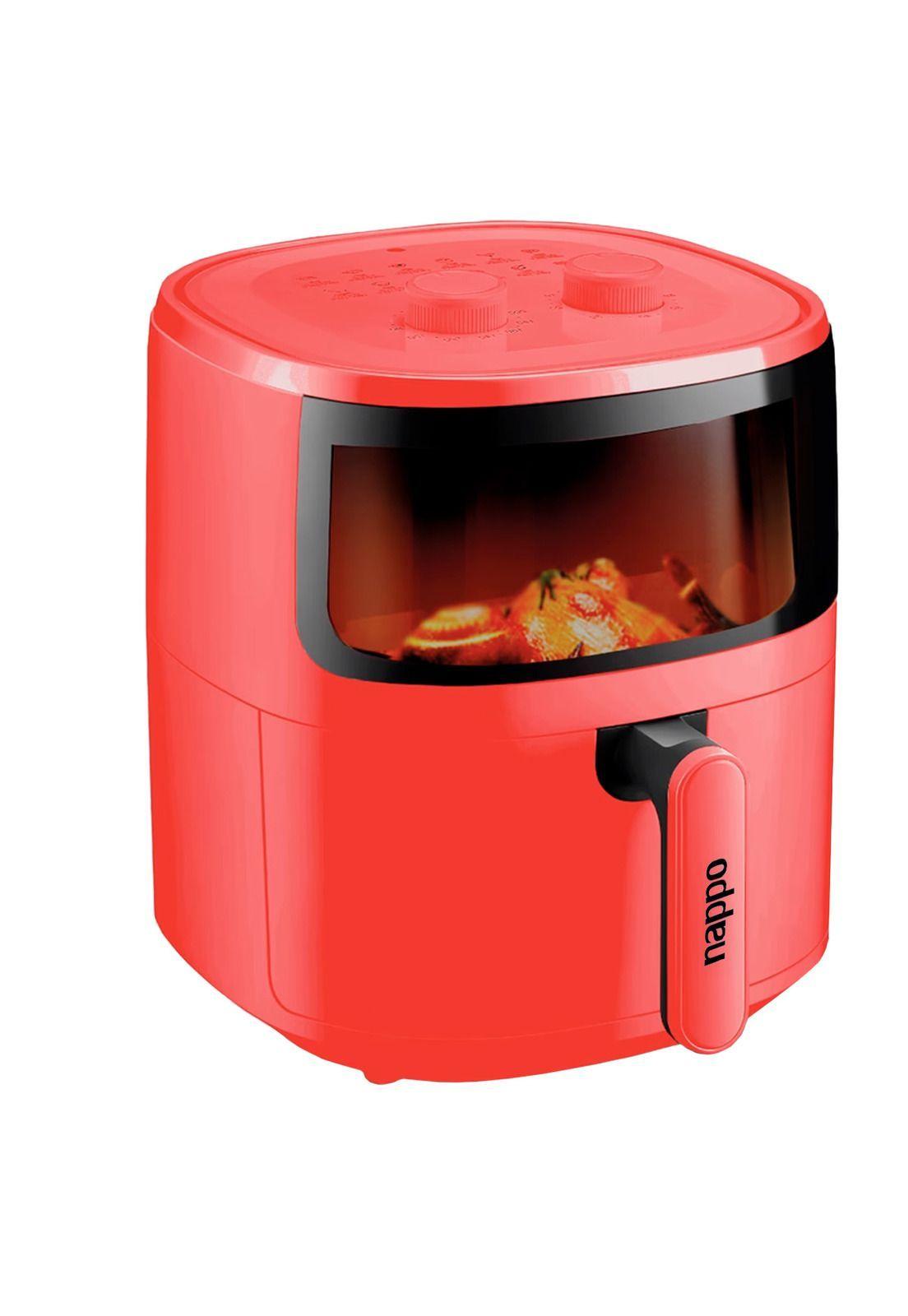 Freidora de Aire Nappo 1500W 5,7L Con Luz y Visor Roja-2