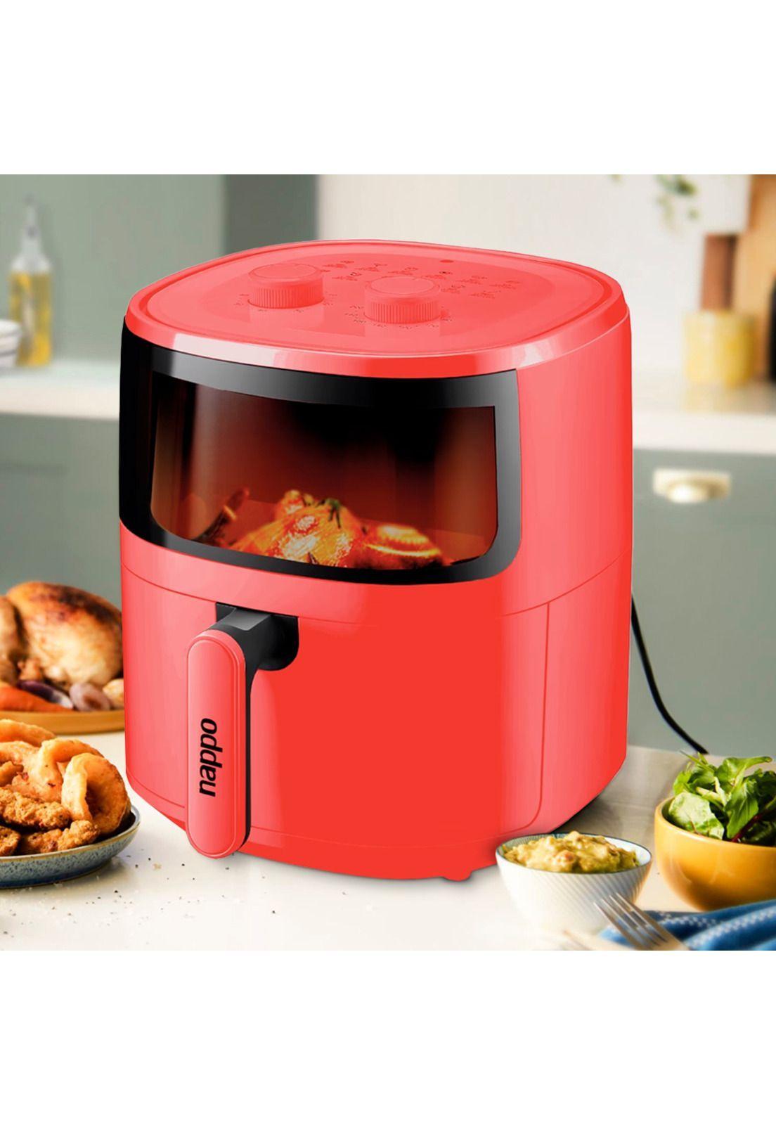 Freidora de Aire Nappo 1500W 5,7L Con Luz y Visor Roja-3