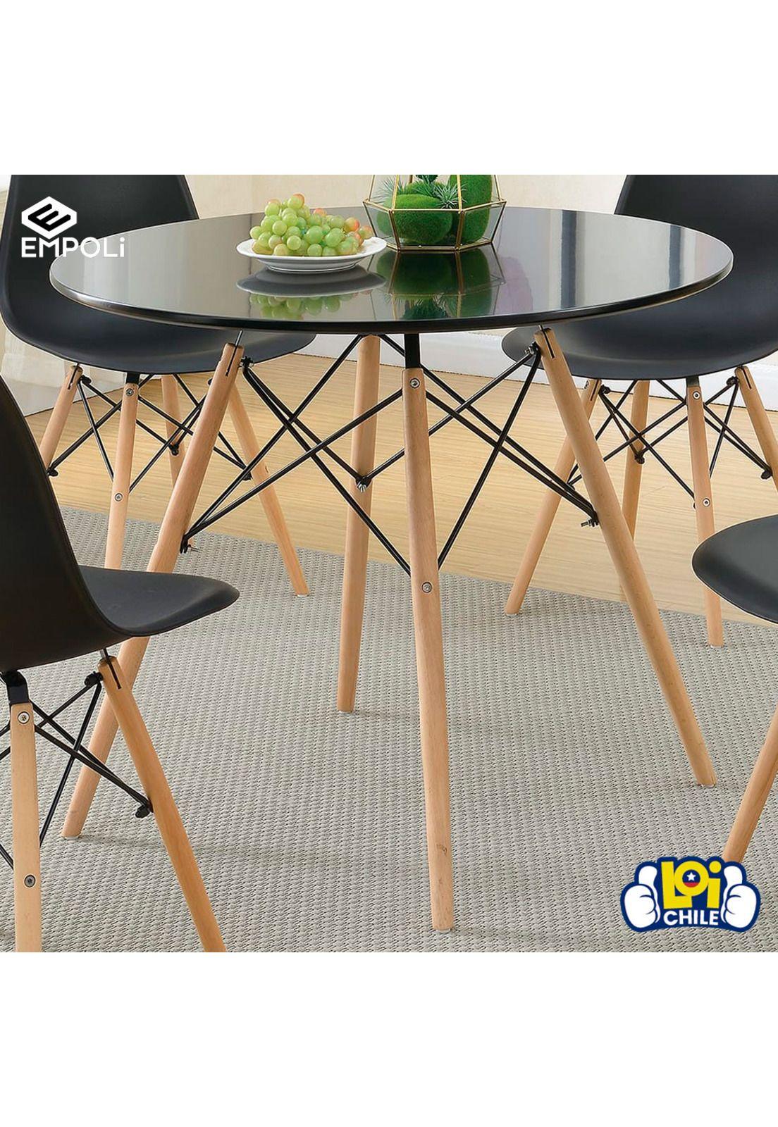 Mesa Redonda Eames Empoli 80cm Diámetro Marco Acero Negra-4