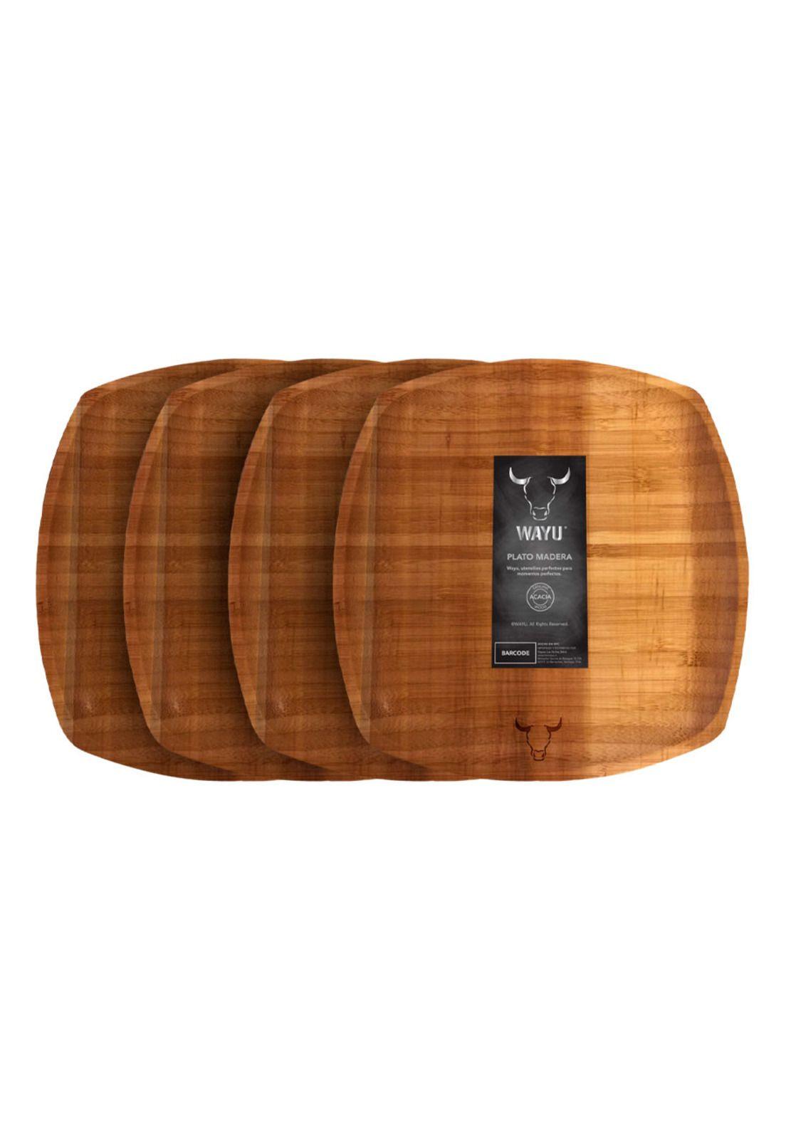 Set de 4 Platos Wayu De Madera De Acacia-0