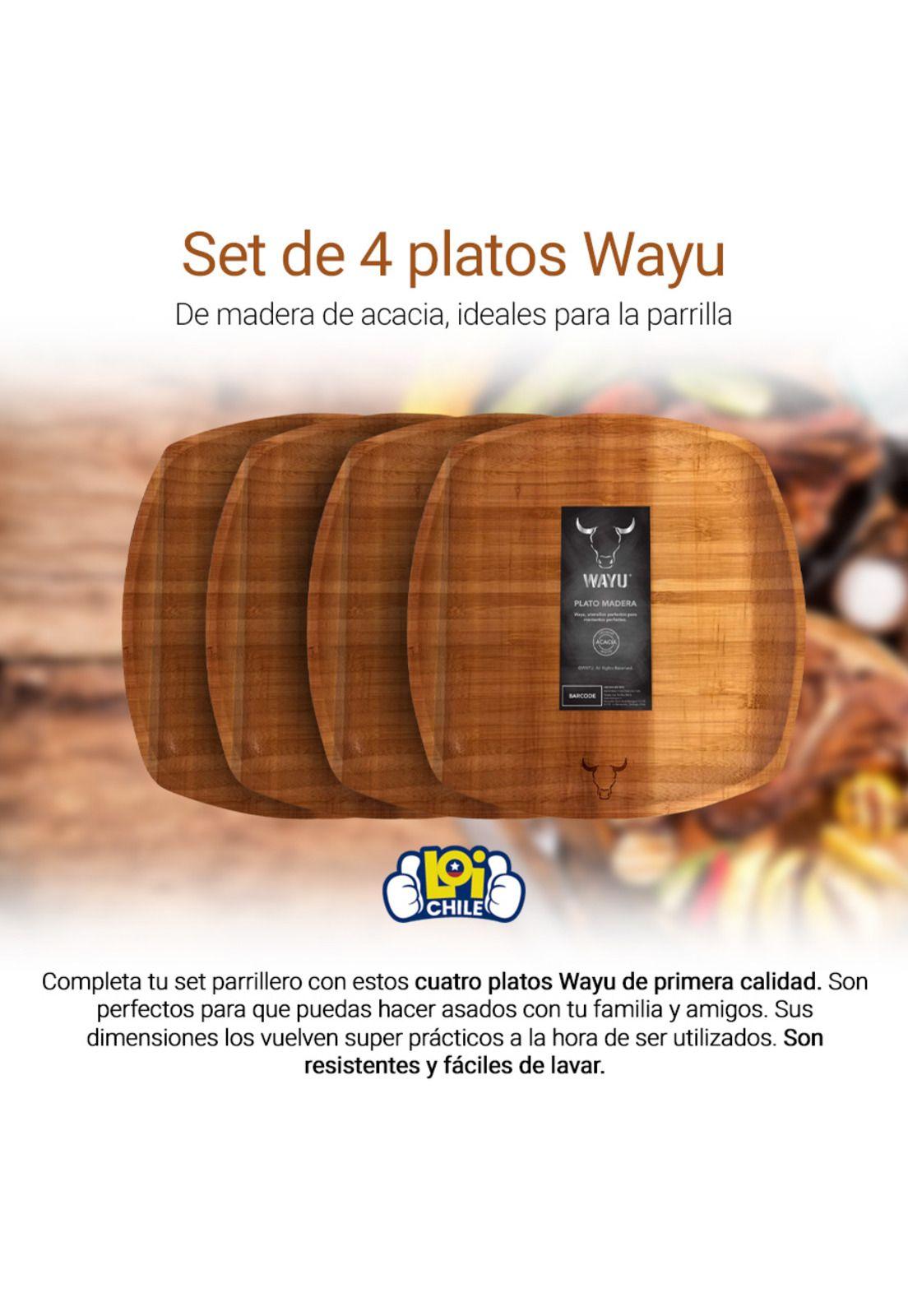 Set de 4 Platos Wayu De Madera De Acacia-1