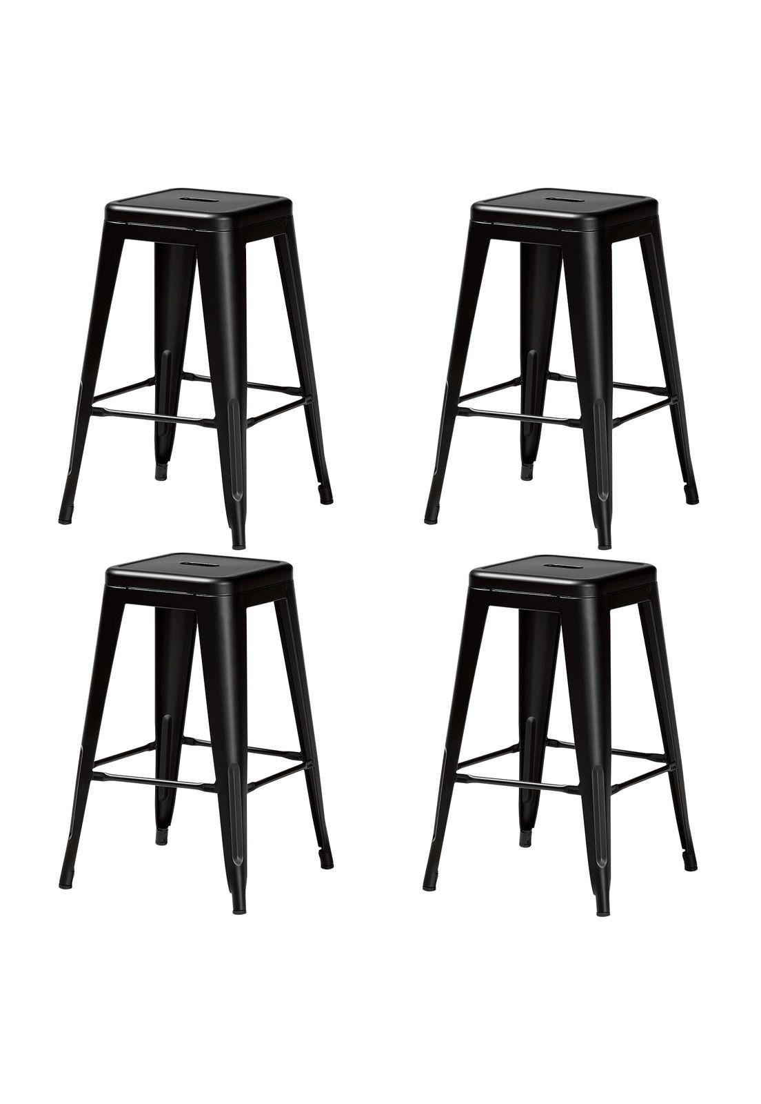 Set de 4 Pisos Taburete Tolix Bar Empoli Metálico Negro-0