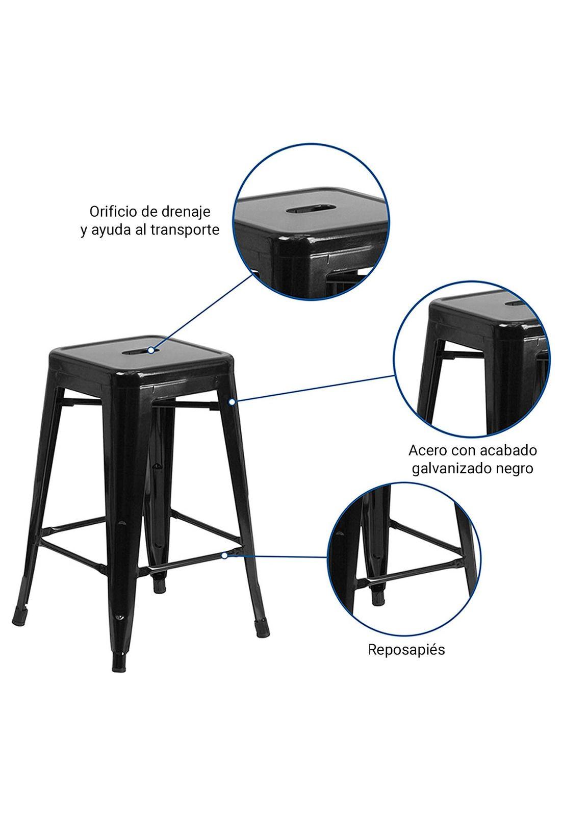 Set de 4 Pisos Taburete Tolix Bar Empoli Metálico Negro-1