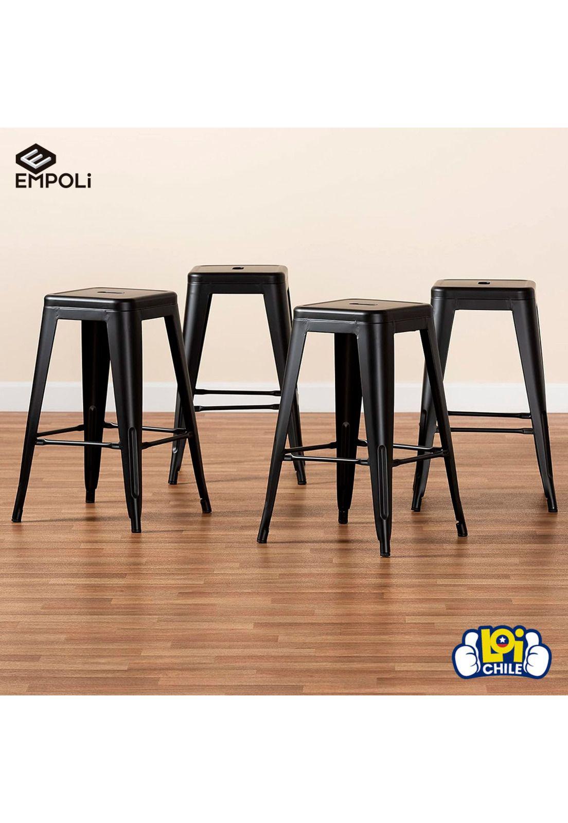 Set de 4 Pisos Taburete Tolix Bar Empoli Metálico Negro-6