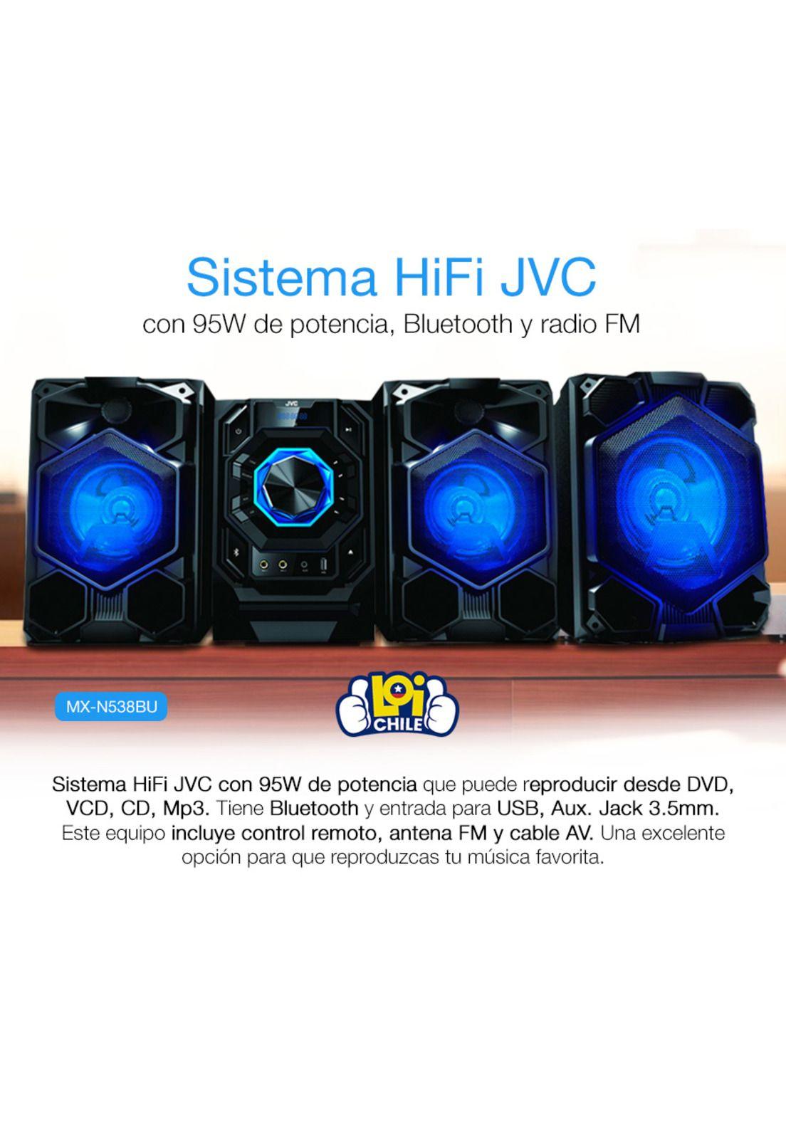 Sistema HiFi JVC 95W Bluetooth USB Aux Radio FM Control Remoto-1