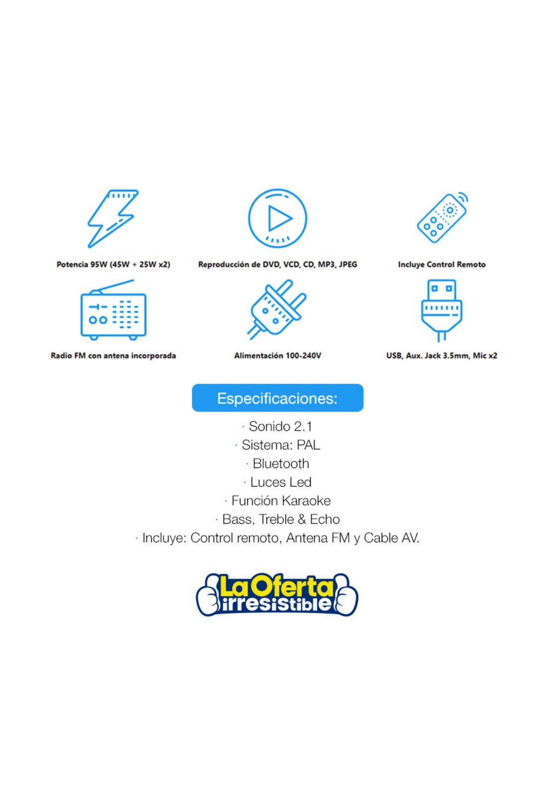 Sistema HiFi JVC 95W Bluetooth USB Aux Radio FM Control Remoto-2