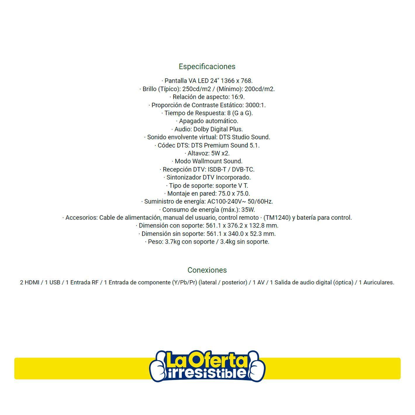 Monitor Led TV 24" Samsung con Resolución HD y Recepción DTV-2