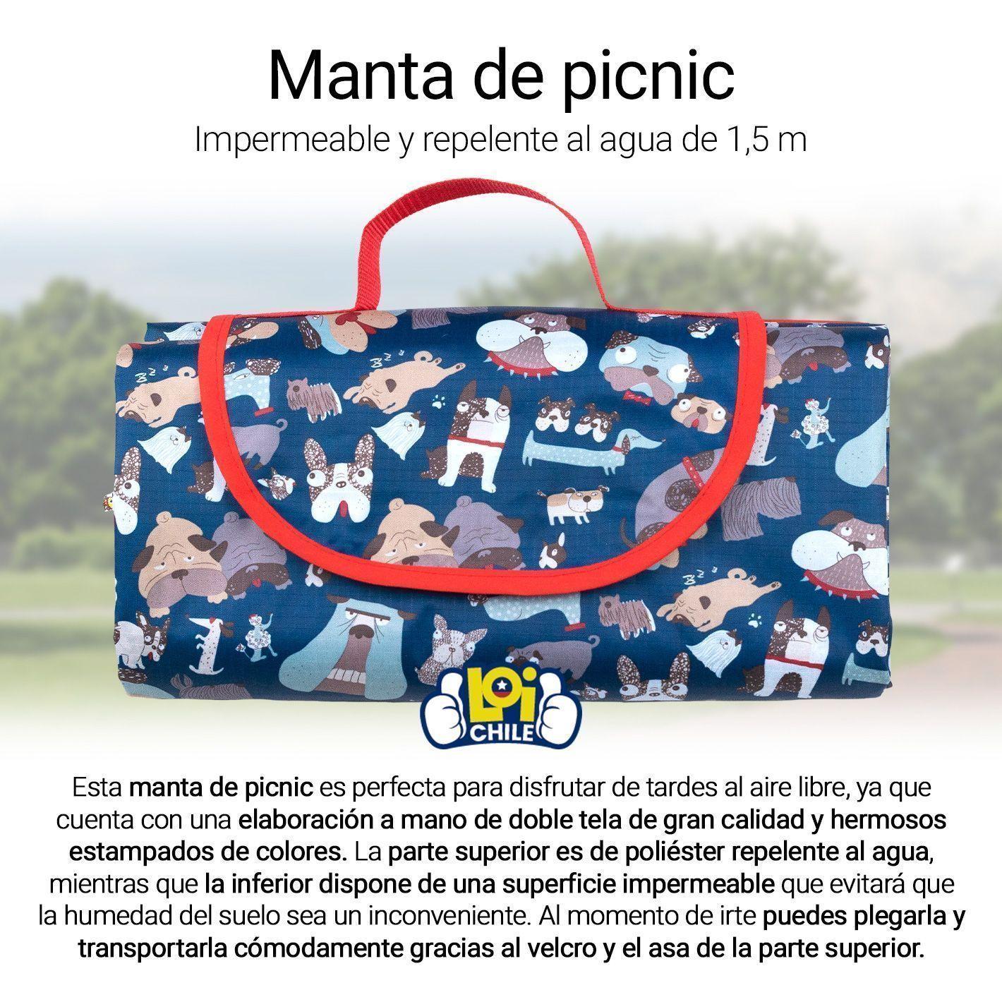 Manta para Picnic Impermeable Repelente 1,5m x 1,5m Rosa-1