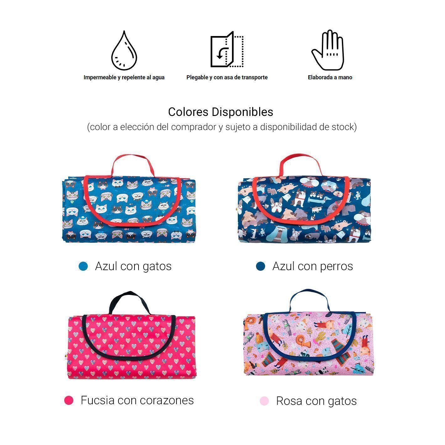 Manta para Picnic Impermeable Repelente 1,5m x 1,5m Rosa-2