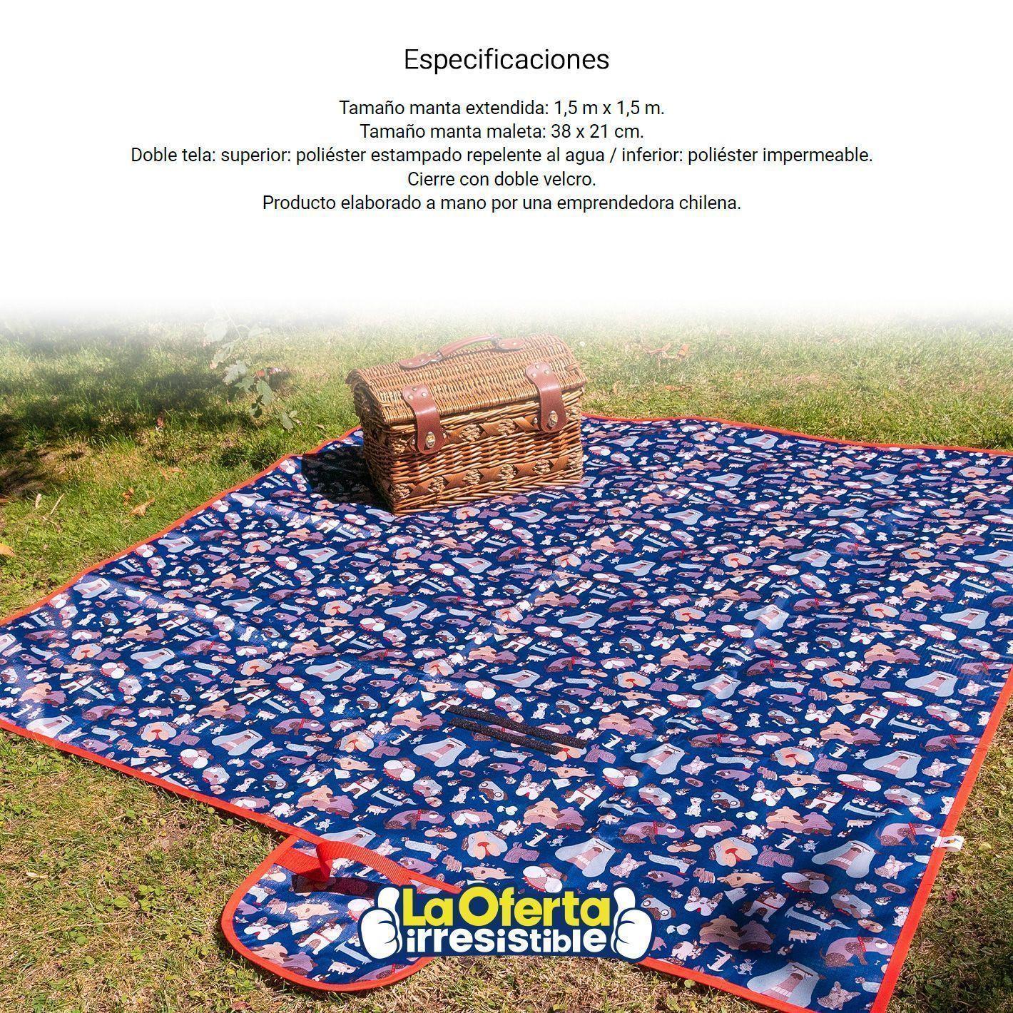 Manta para Picnic Impermeable Repelente 1,5m x 1,5m Rosa-3