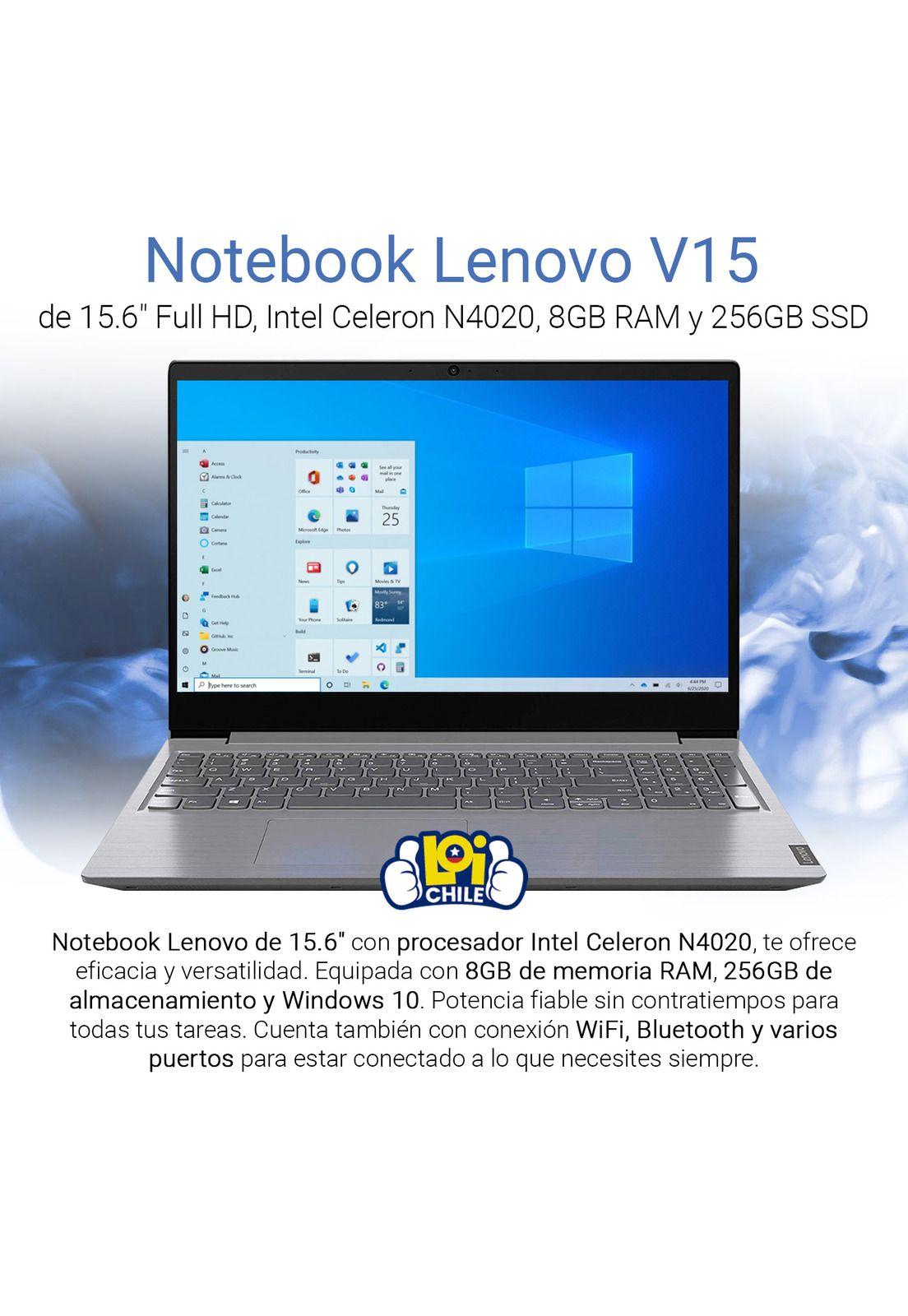 Notebook Lenovo Dual Core 15,6 8gb 256gb W10 Teclado Español-1