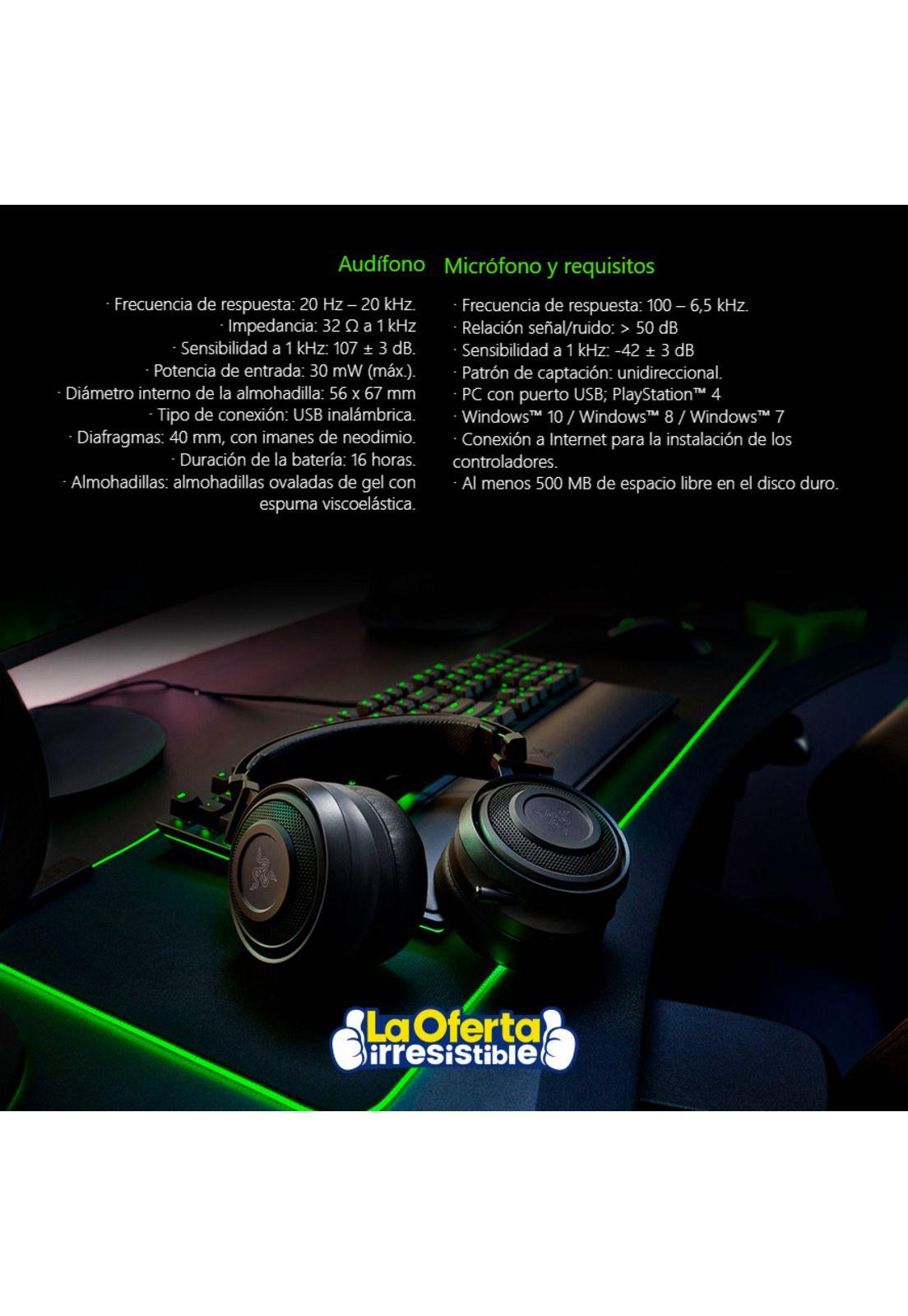 Audífonos Gamer Razer Nari Essential Inalámbricos PS4 PC-4