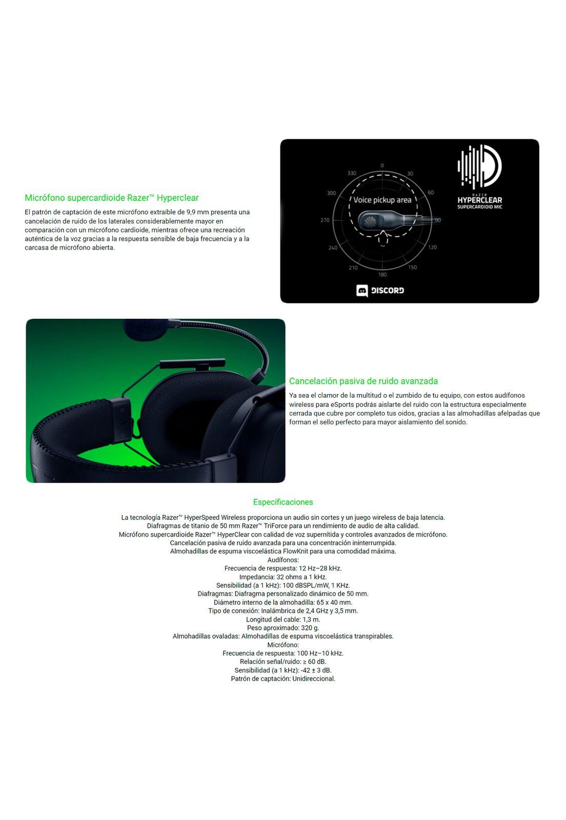 Audífonos Gamer Razer Blackshark V2 Pro Inalámbricos Blanco-2