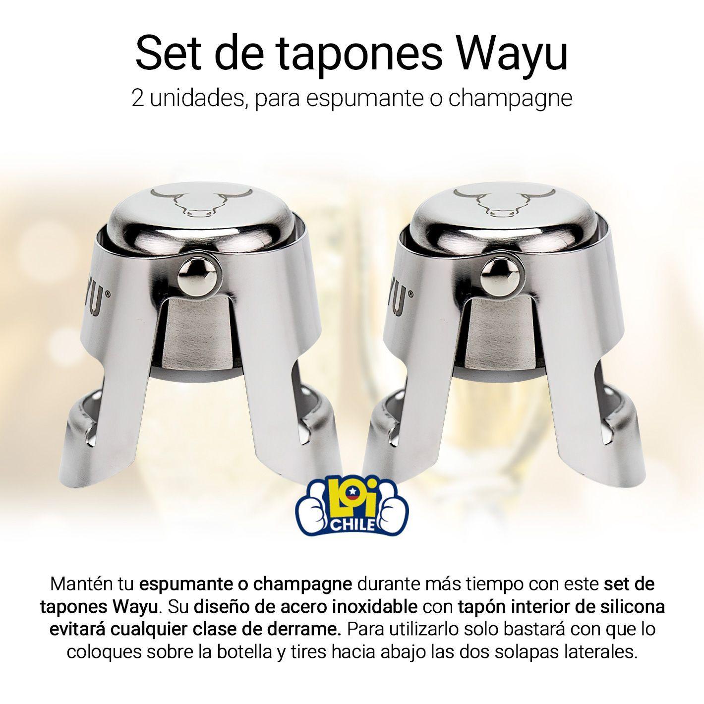 Set de 2 Tapones para Espumante Champagne Wayu-1