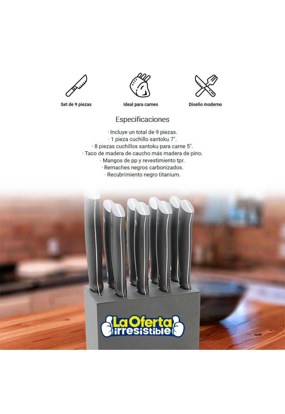 Set Cuchillos Wayu Santoku 9PCS Carne Cocina-2