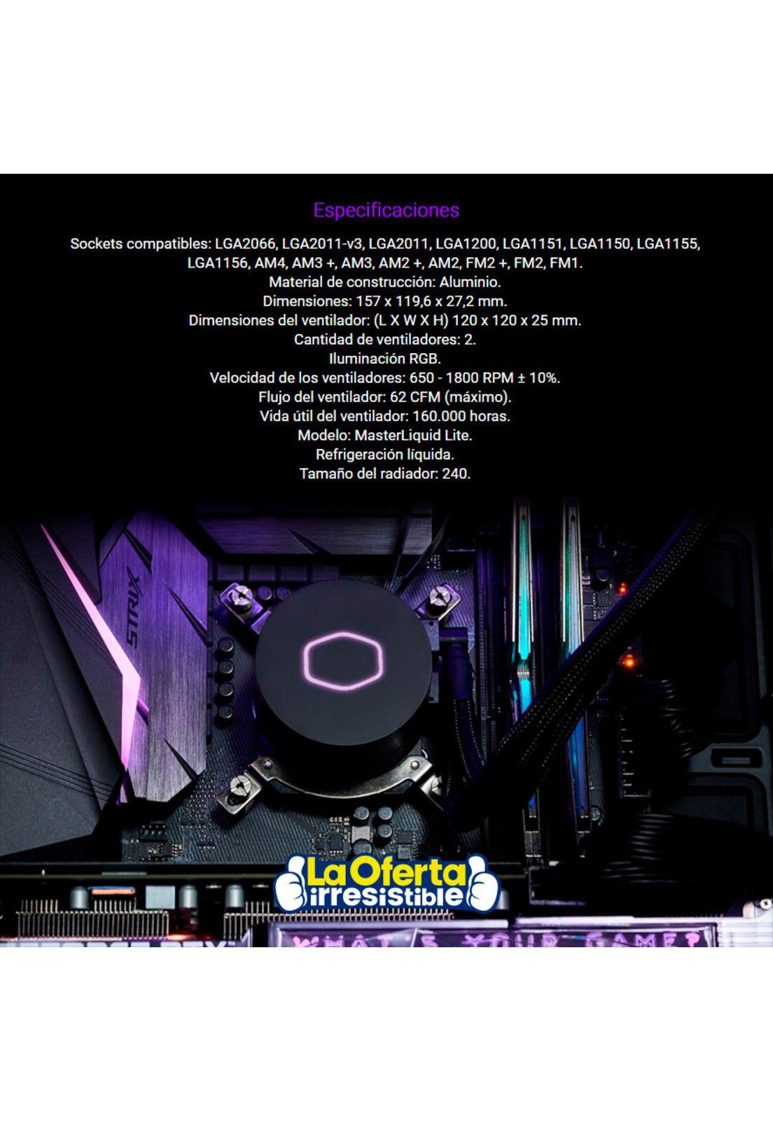 Refrigeracion Liquida Cooler Master Masterliquid Ml240l RGB-4