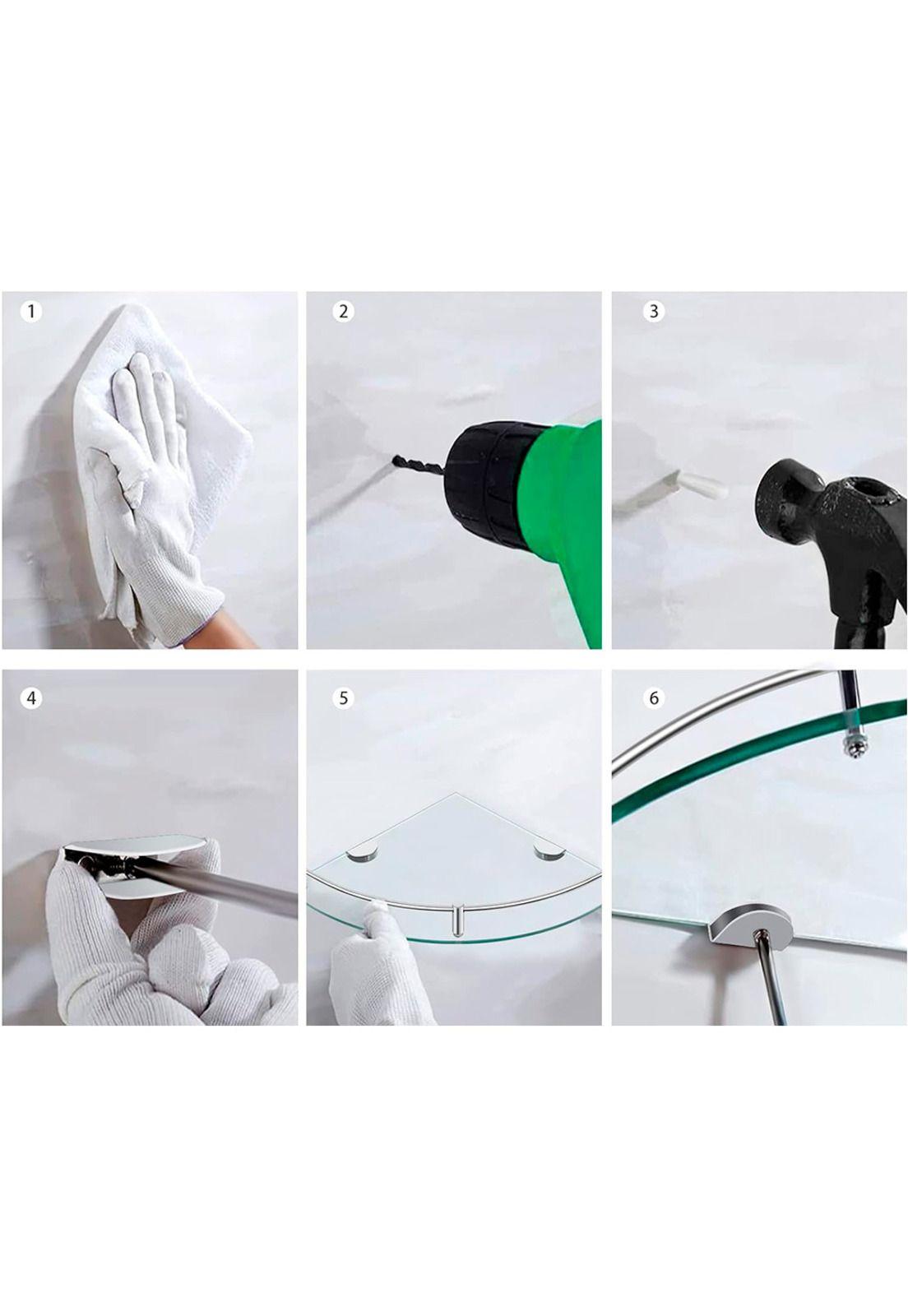 Repisas Esquineras de Vidrio 4 Unidades Para Ducha Baño-6
