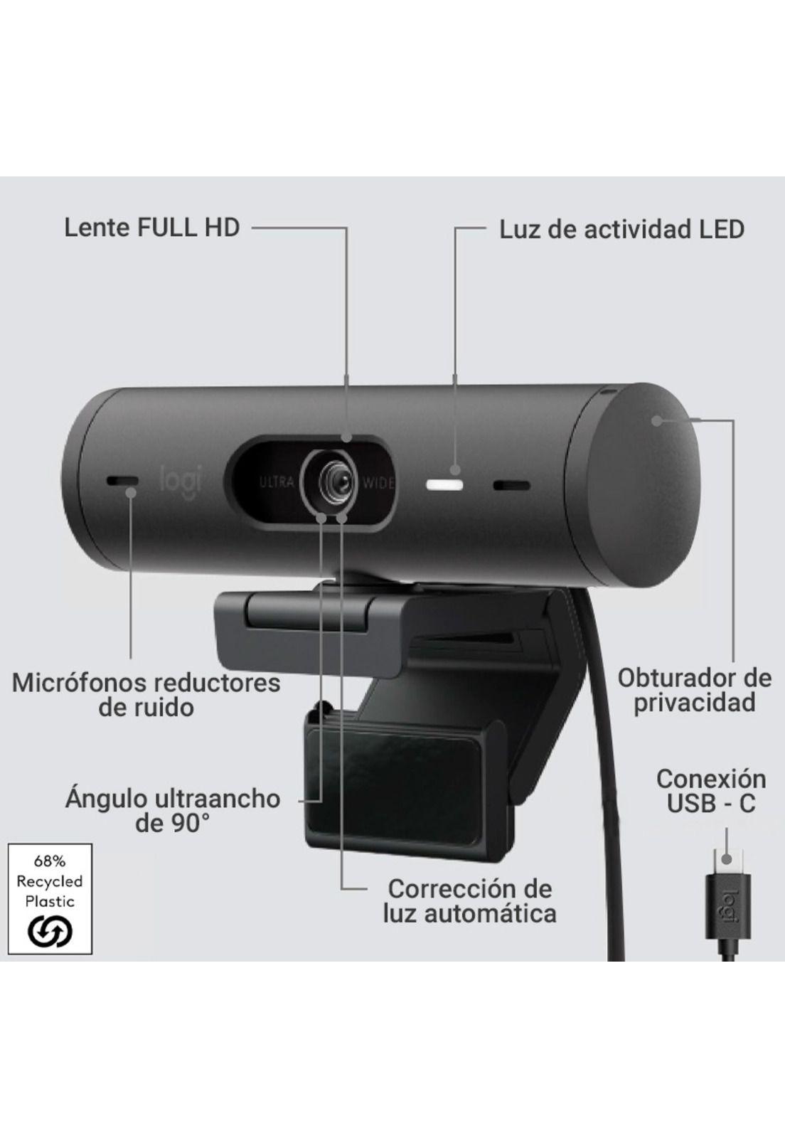 Webcam Logitech Brio 500 Webcam Full HD Negra-6