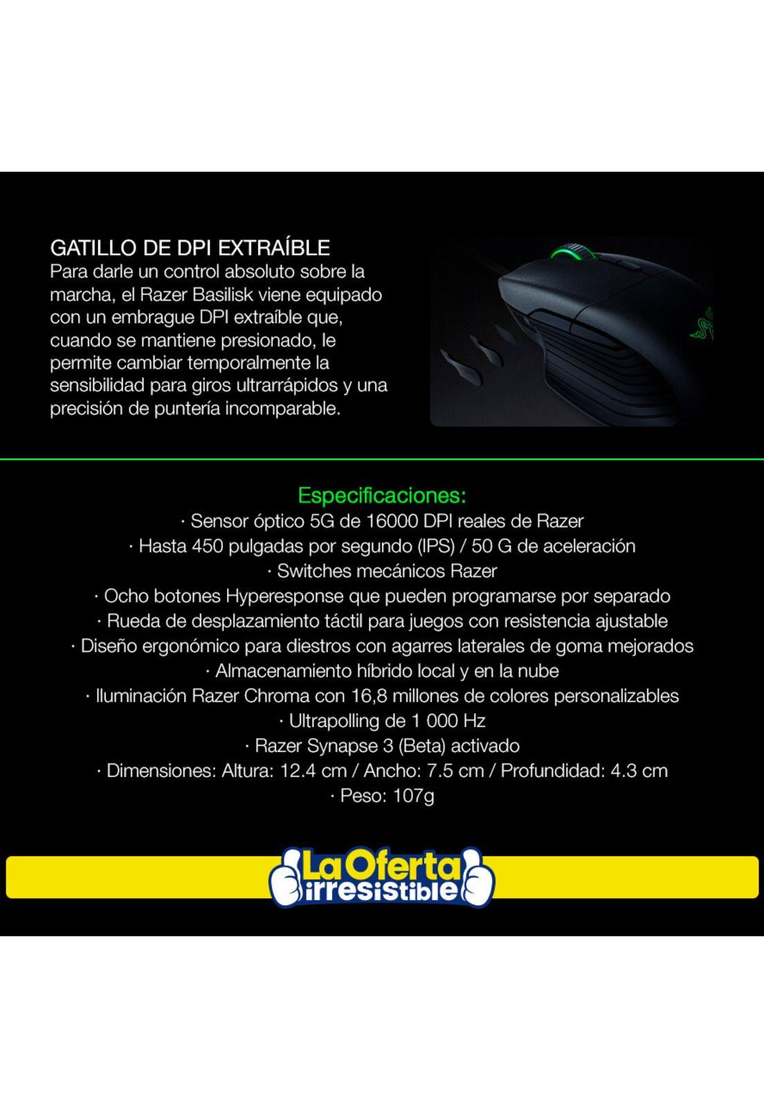 Mouse Gamer Razer Basilik Chroma 8 Botones 16,000 DPI-3