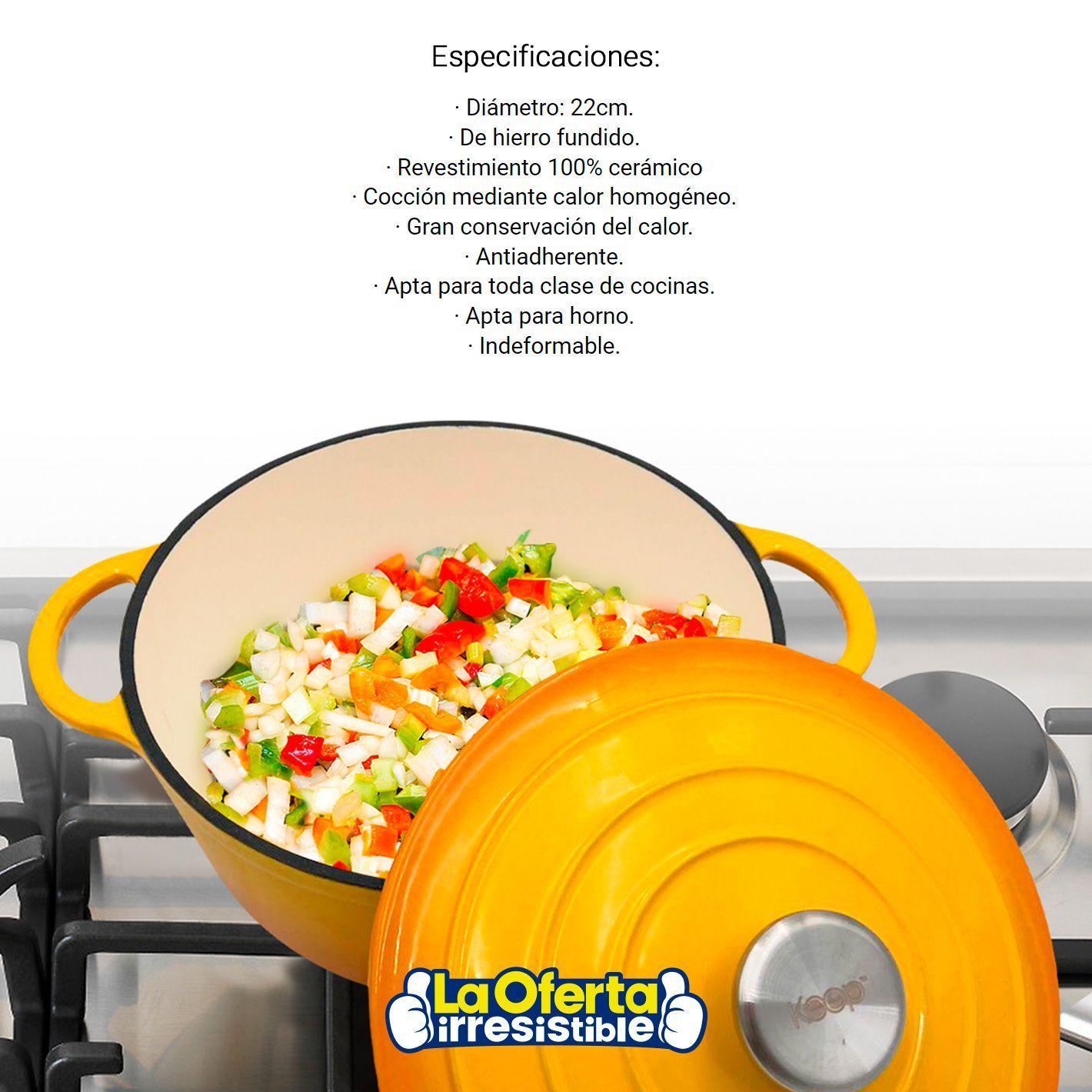 Olla Antiadherente con Tapa Hierro Fundido 22cm Keep Cocina-2