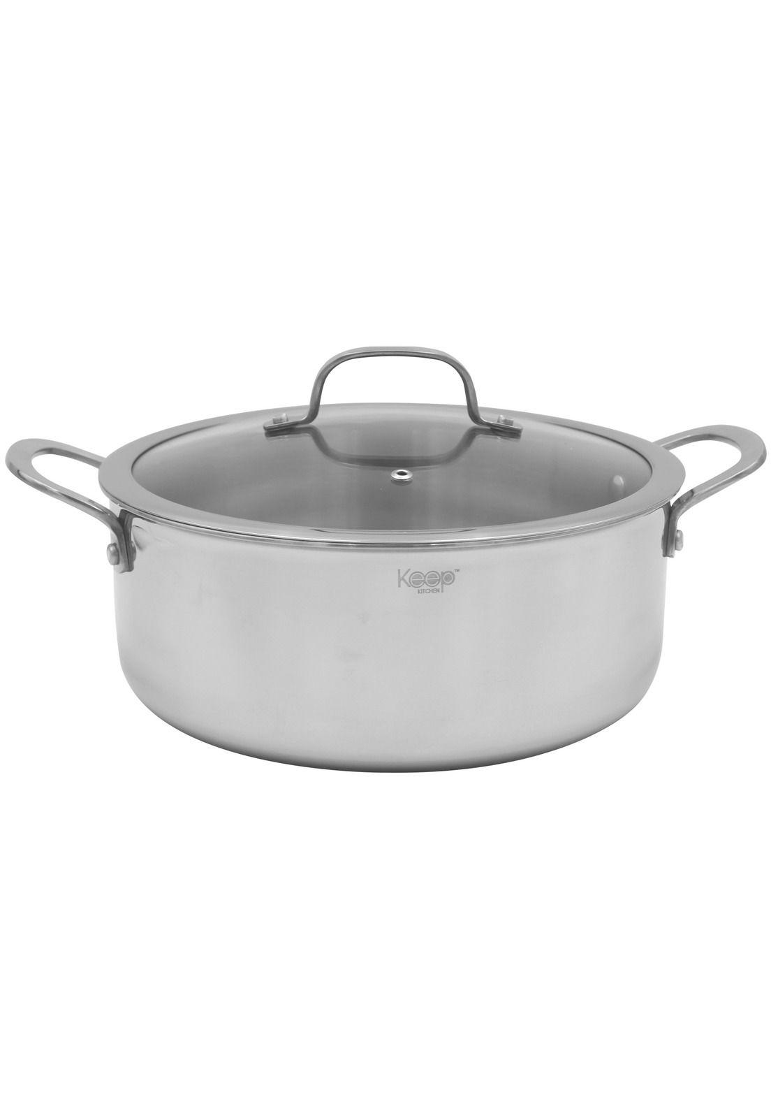 Olla Antiadherente con Tapa Keep Acero Inox Cocina 26cm-0