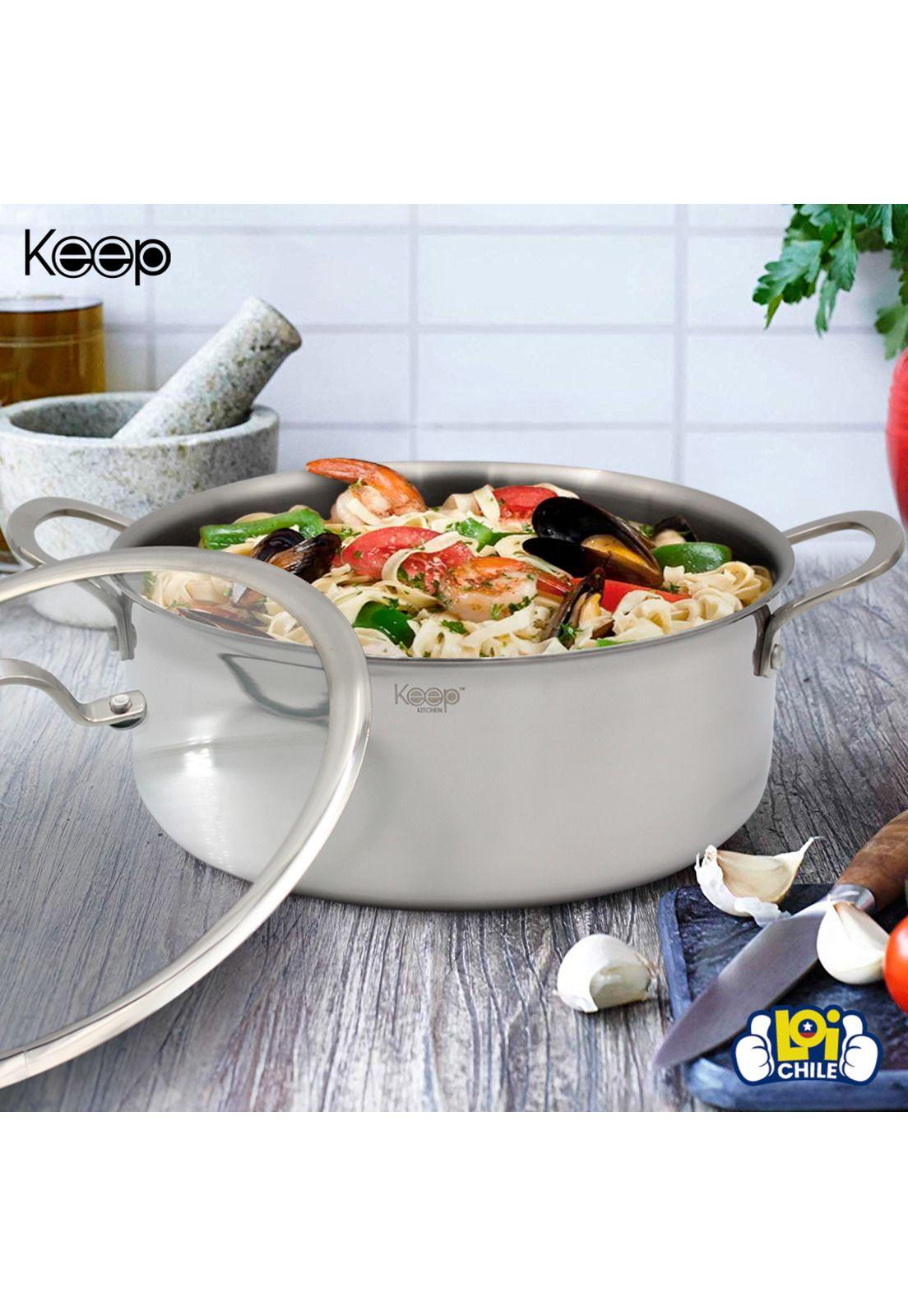 Olla Antiadherente con Tapa Keep Acero Inox Cocina 26cm-3