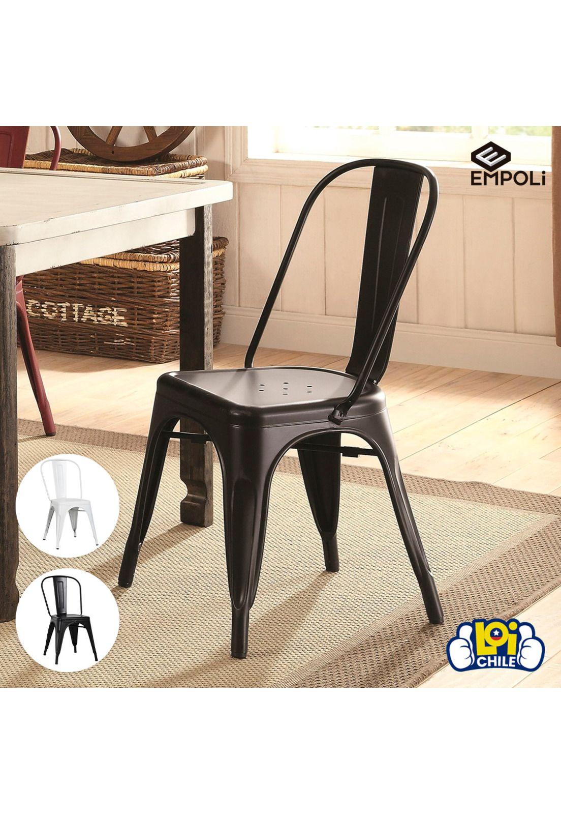 Silla de Metal Tolix Empoli Negra Estilo Industrial-3