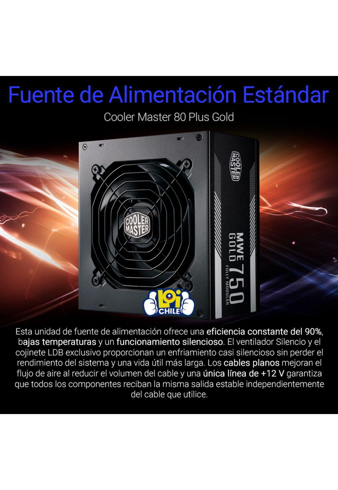 Fuente De Poder Cooler Master MWE Gold 750w Full Modular 80Plus-1