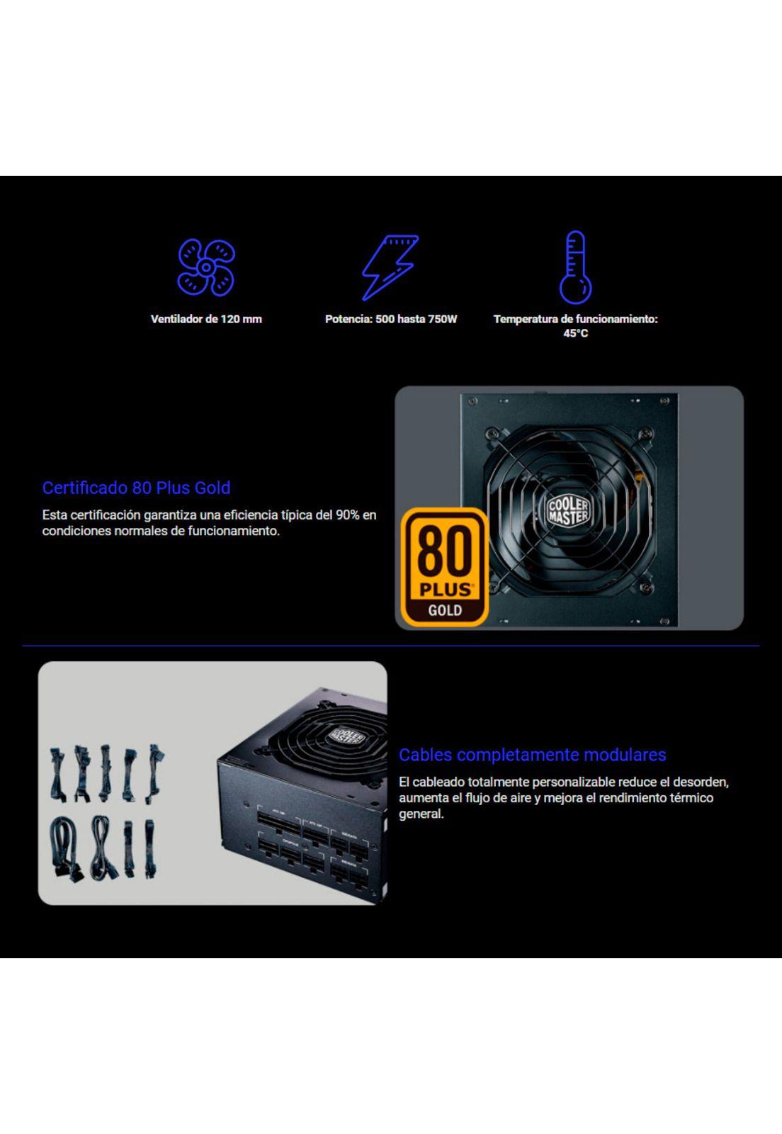 Fuente De Poder Cooler Master MWE Gold 750w Full Modular 80Plus-2