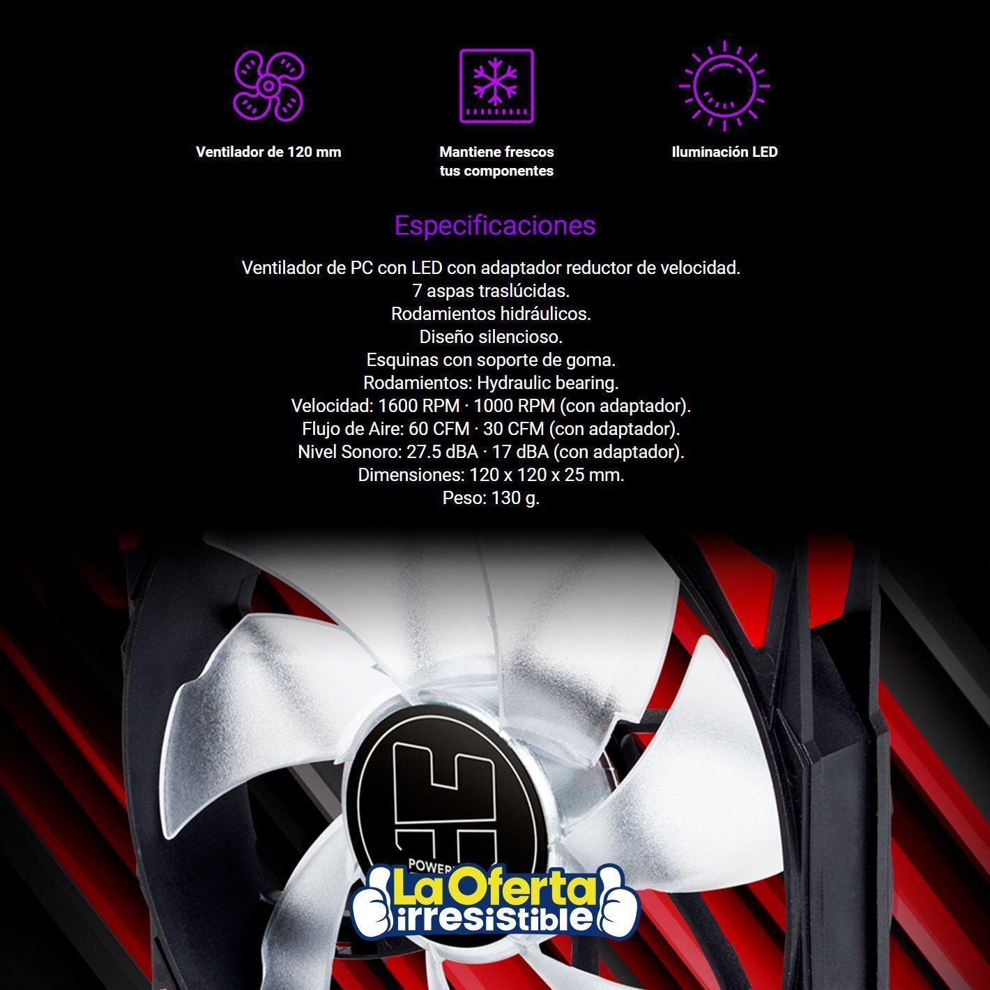 Ventilador Para Caja PC NOX Hfan 120cm Led-3