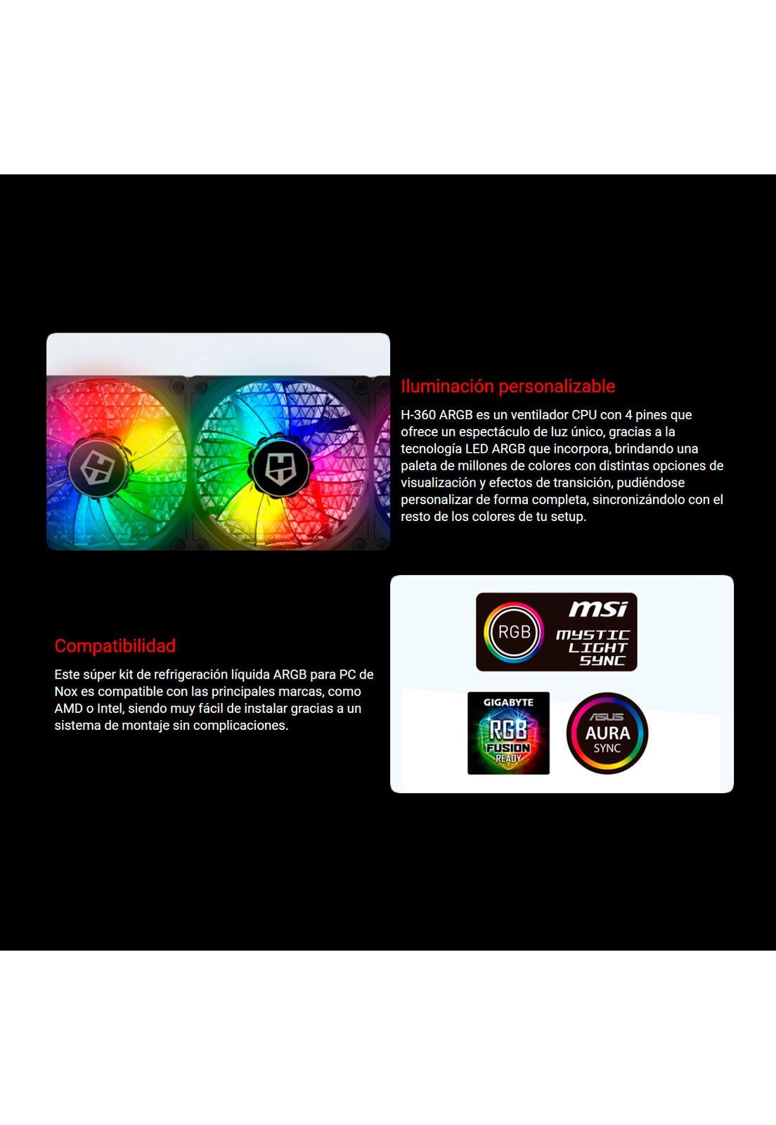 Refrigeración Líquida NOX H-360 ARGB-3