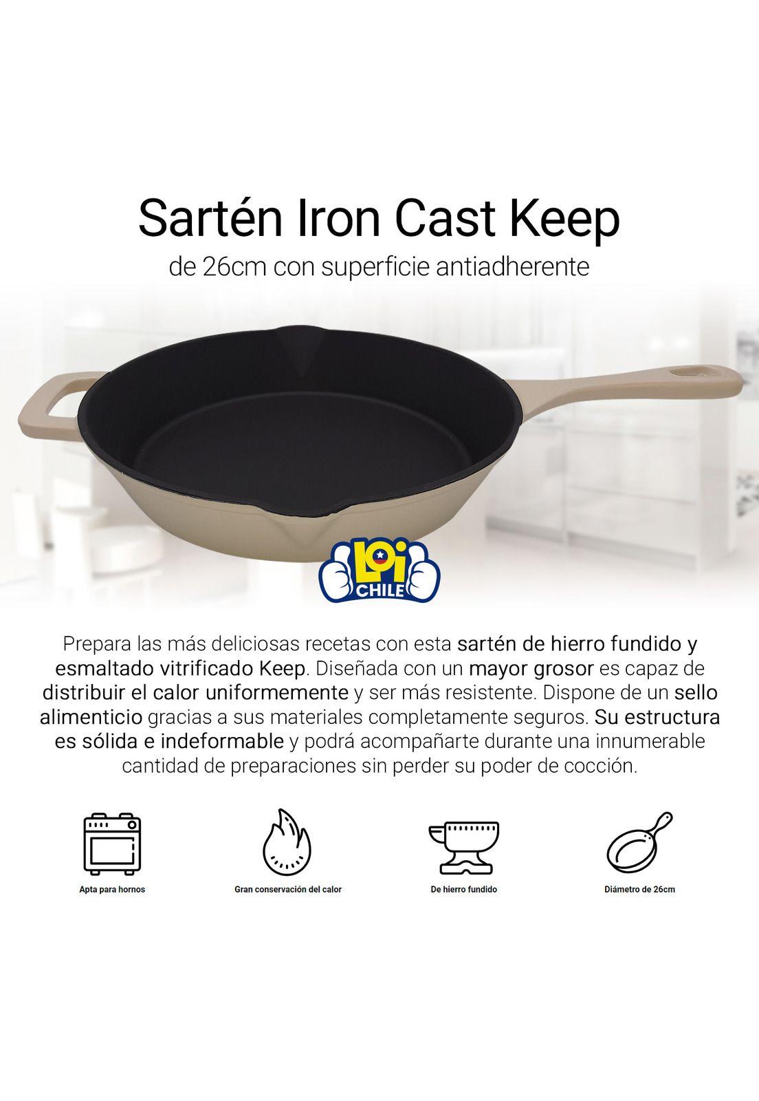 Sartén Redondo Hierro Fundido 26cm Keep Antiadherente-1
