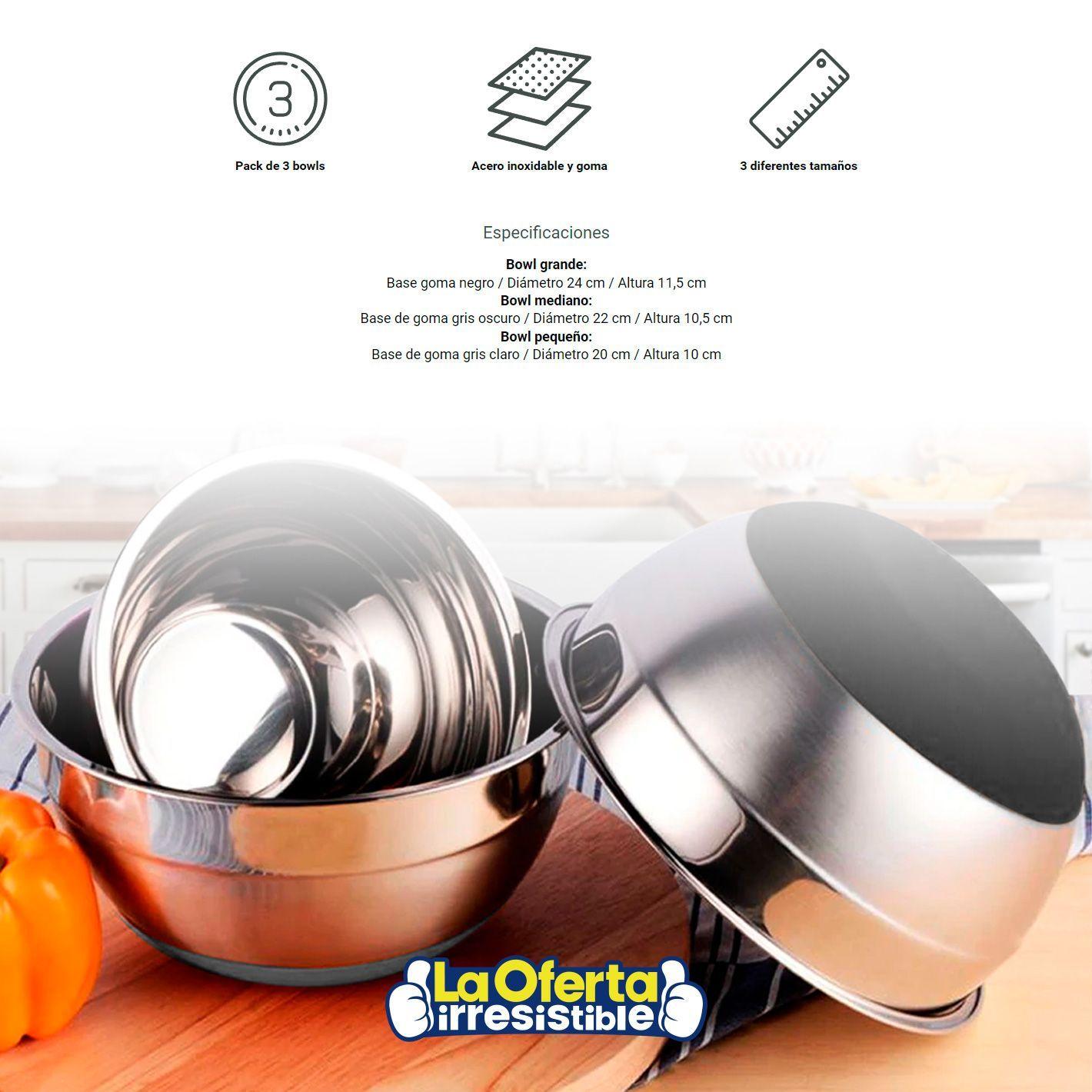 Set de 3 Bowls de Acero Inoxidable Wayu-2