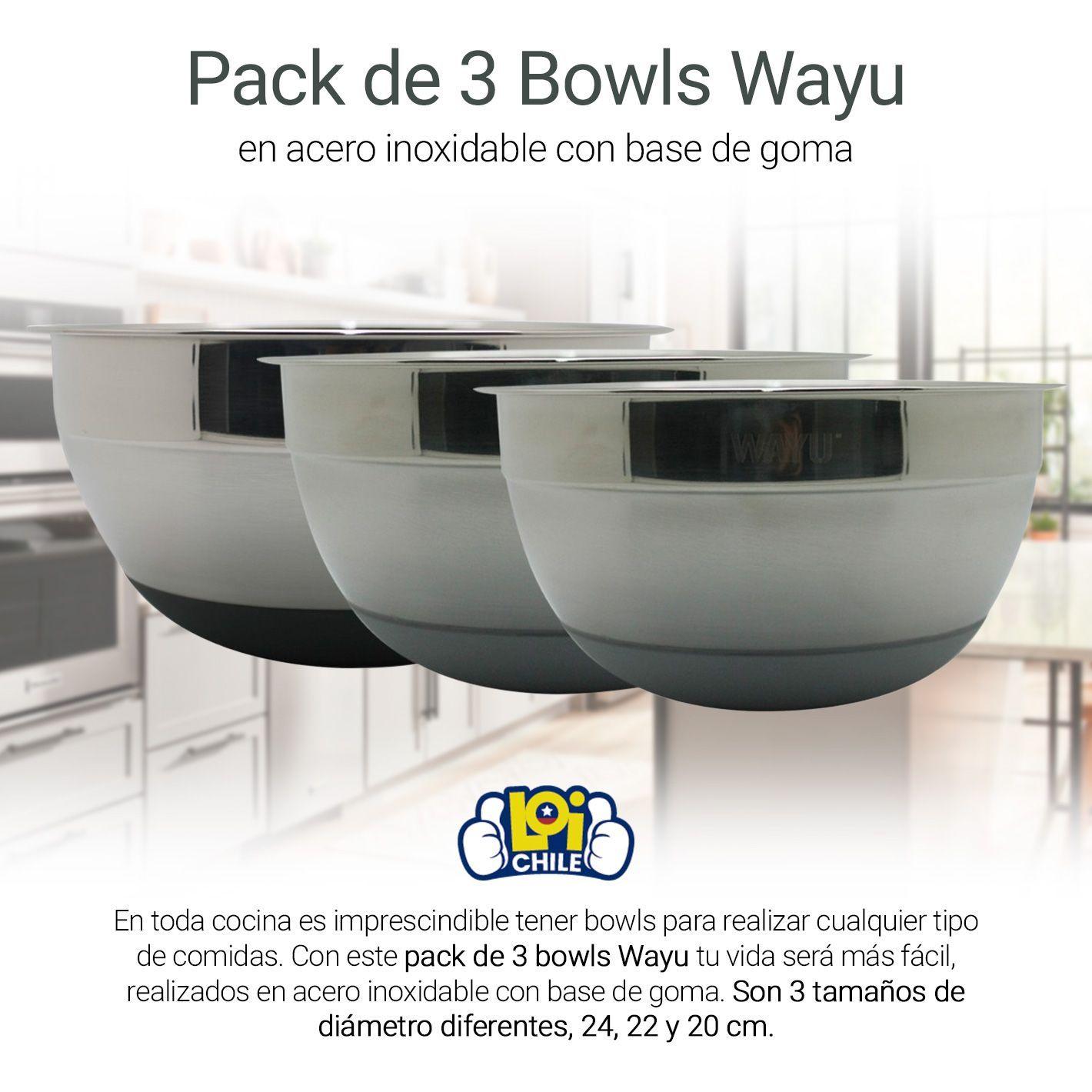 Set de 3 Bowls de Acero Inoxidable Wayu-1