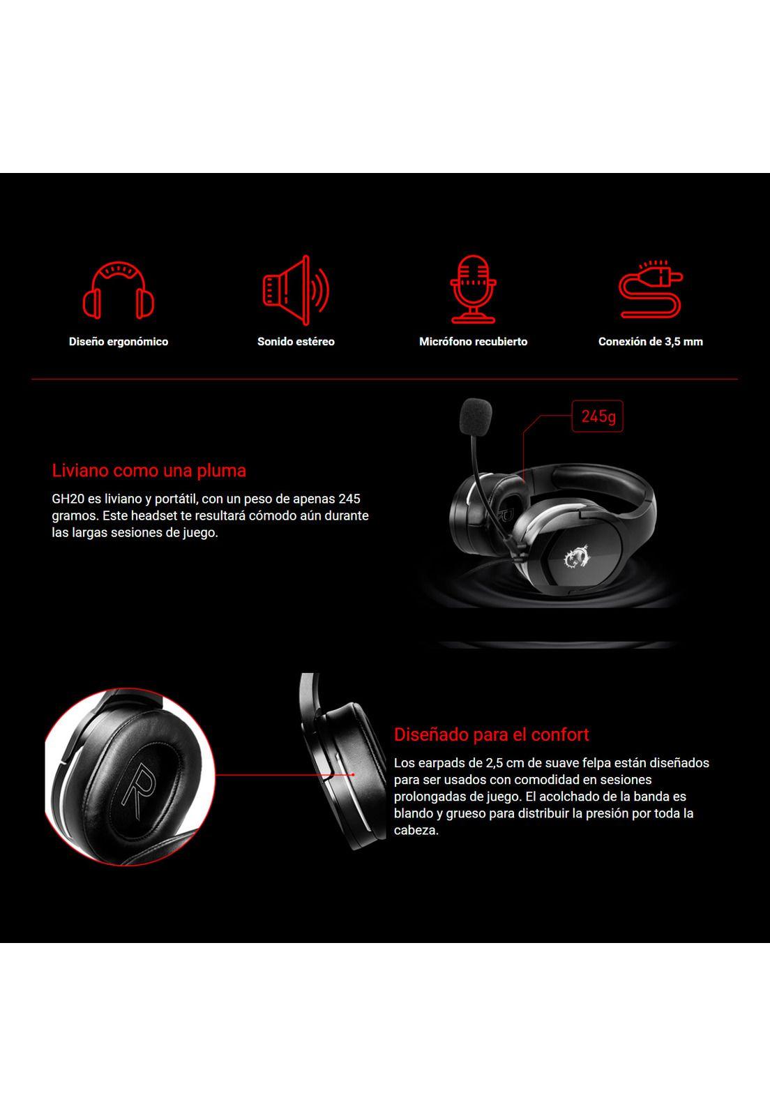 Audifonos Gamer Msi Immerse GH20 Microfono Recubierto-2