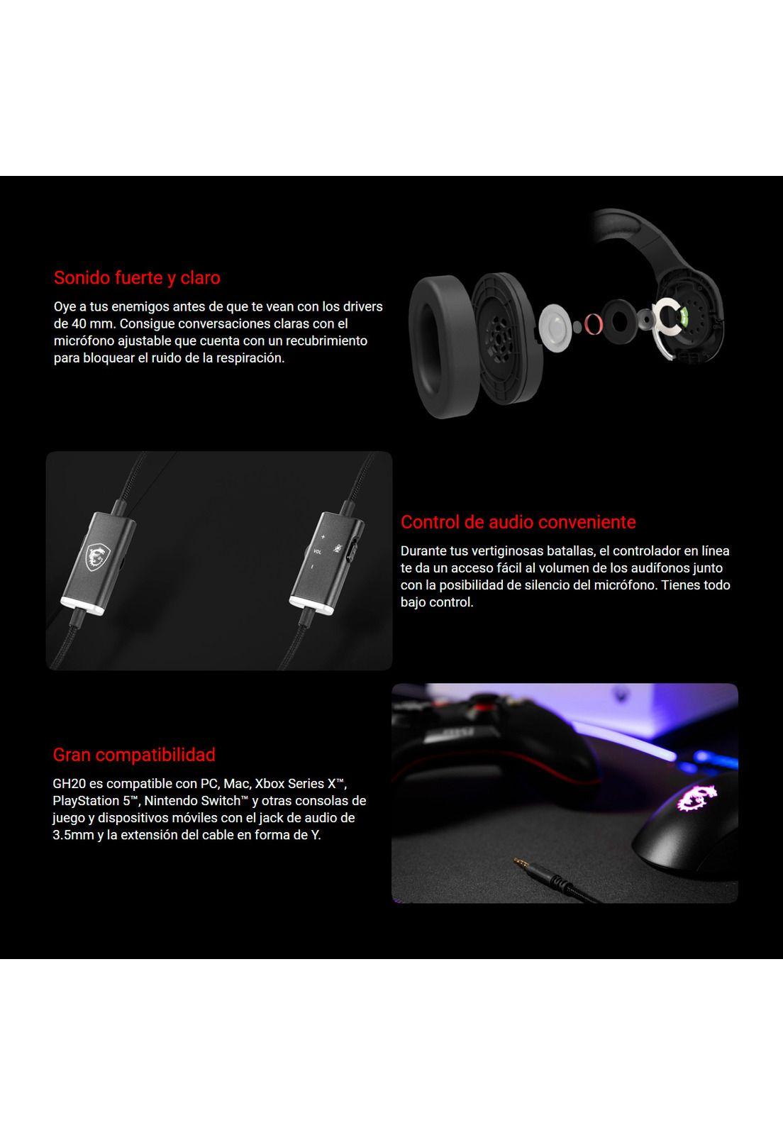 Audifonos Gamer Msi Immerse GH20 Microfono Recubierto-3