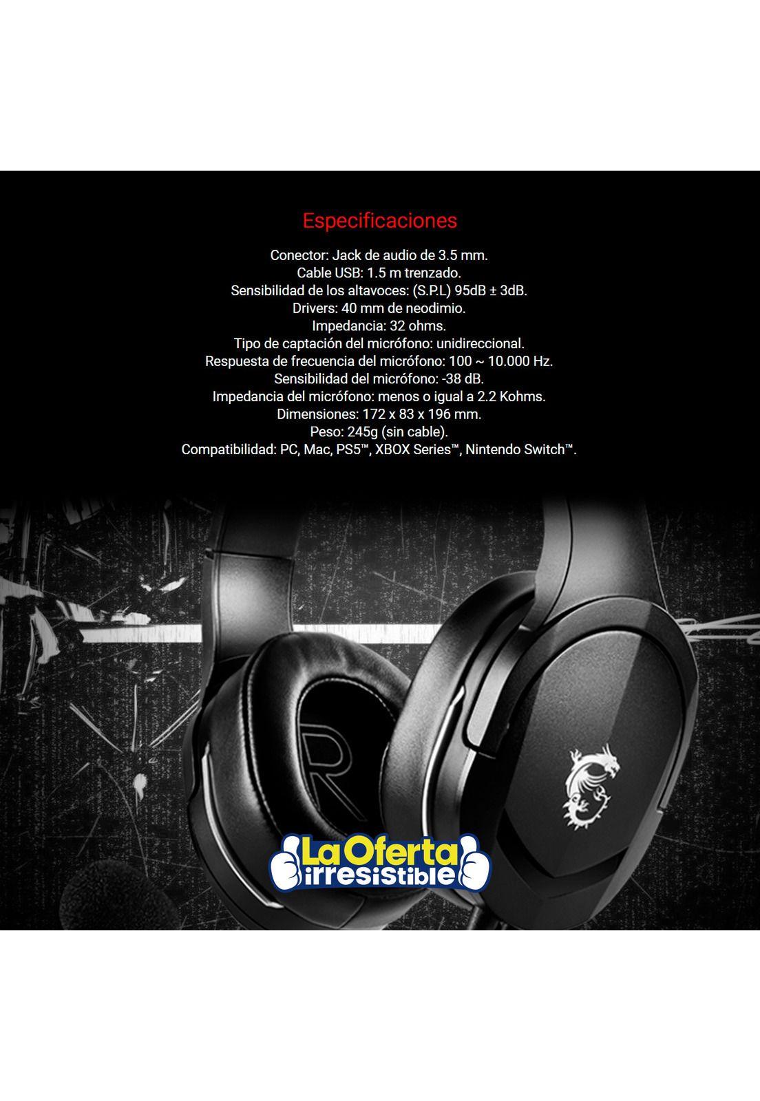 Audifonos Gamer Msi Immerse GH20 Microfono Recubierto-4
