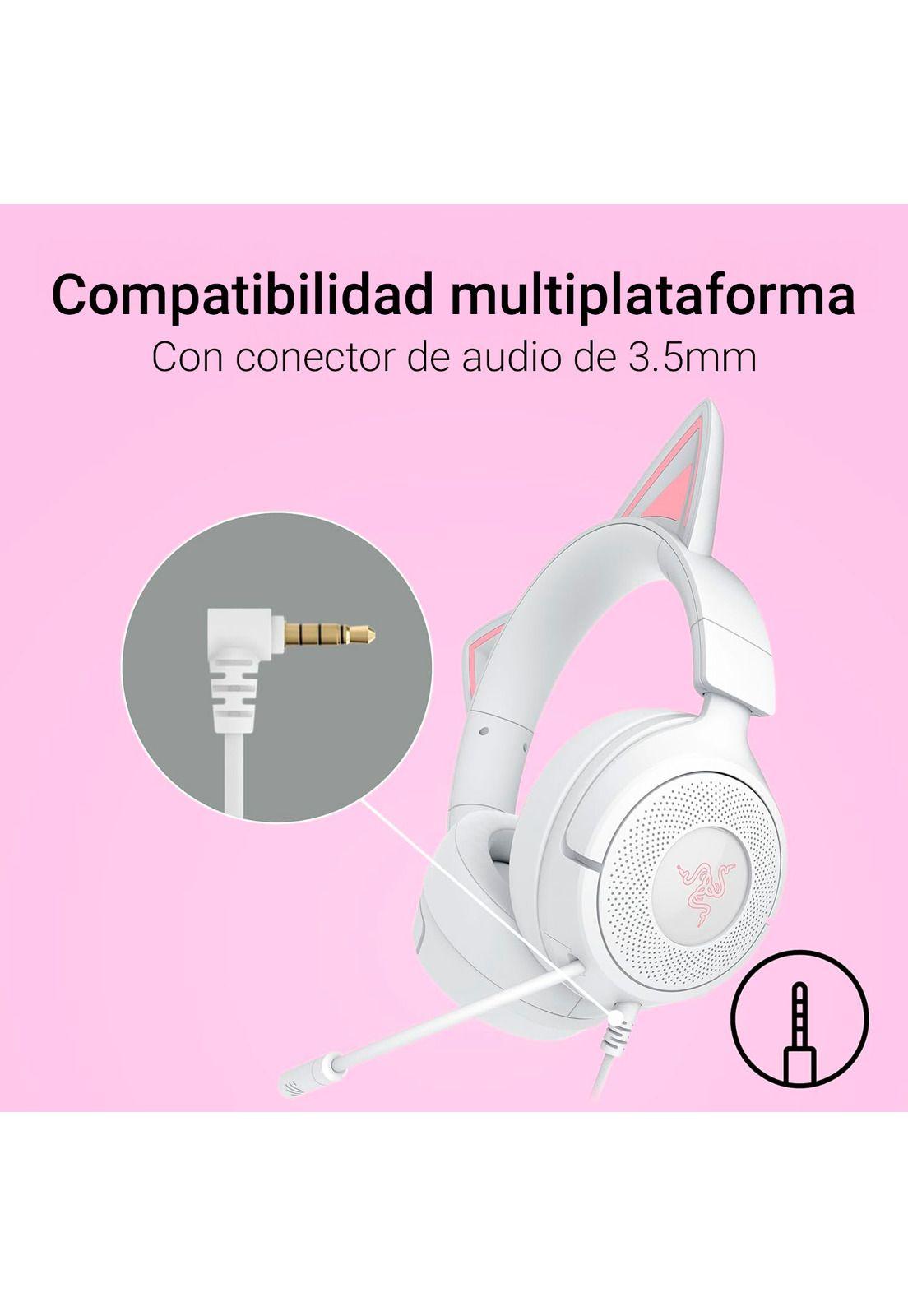 Audífonos Gamer Razer Kraken Kitty V3 X Mercury-6