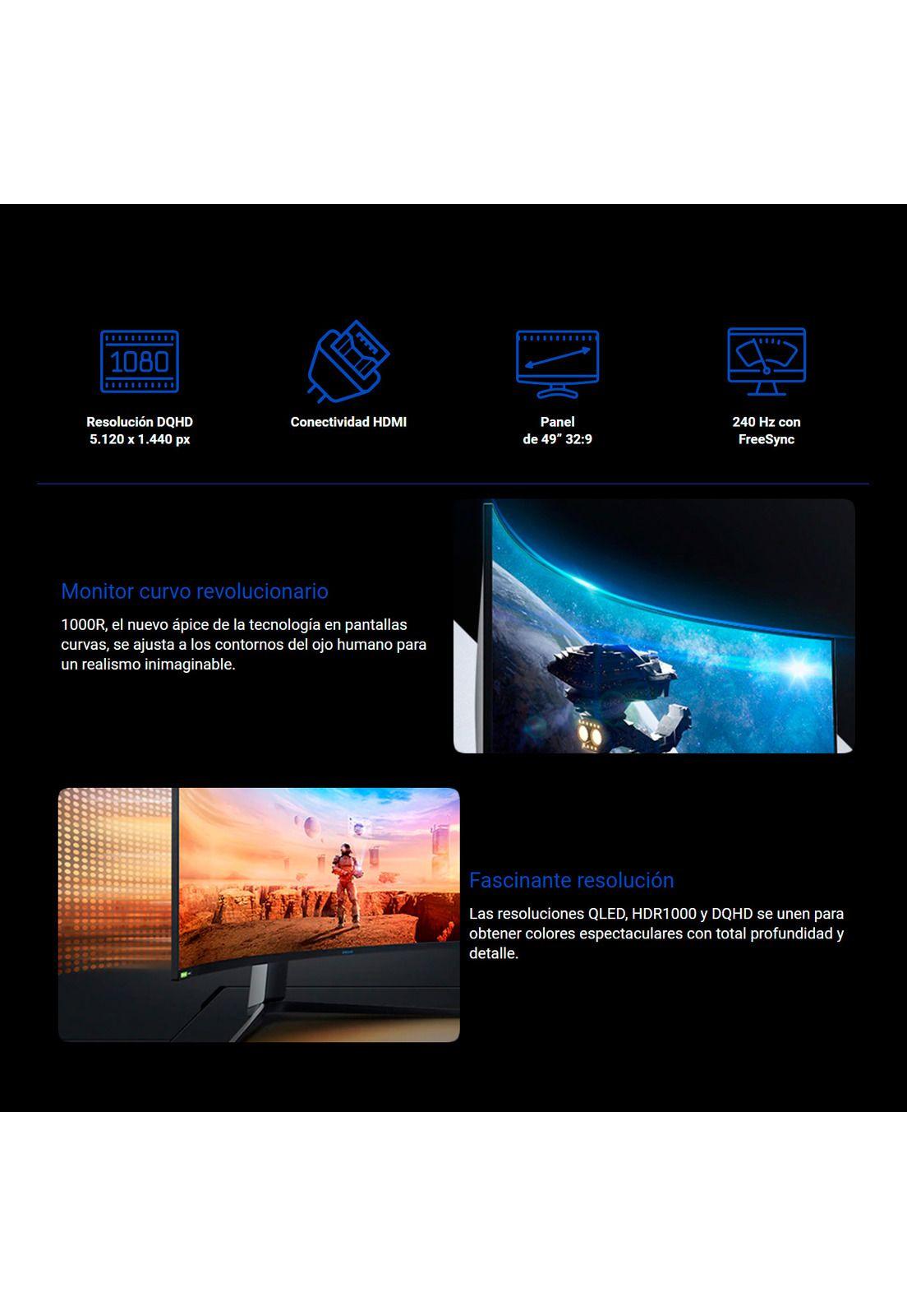 Monitor Curvo Gamer Samsung Odyssey G9 49' Dqhd Ultra Wide 32:9 240Hz-2