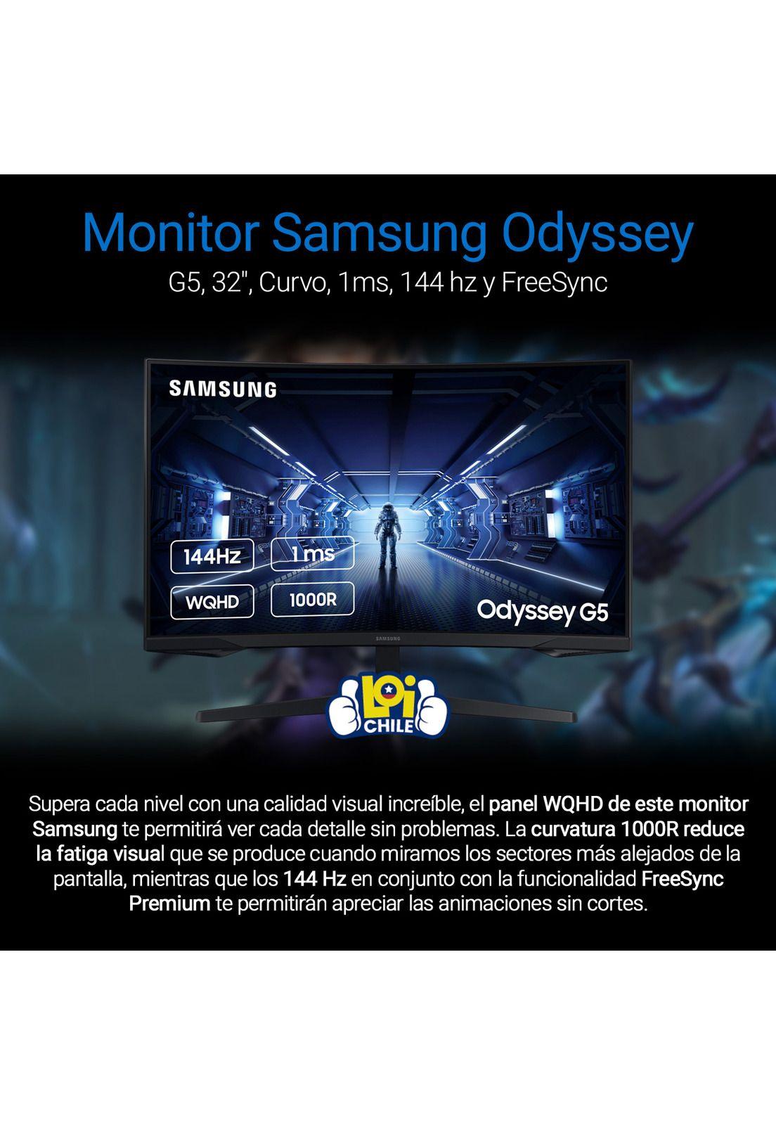Monitor Curvo Gamer Samasung Odyssey G5 32' WQHD 144hz 1ms FreeSync-1