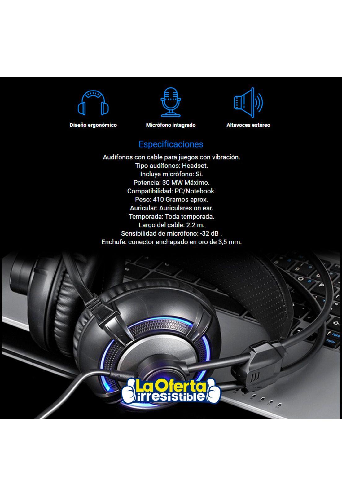 Audifonos Gamer HP Stereo On Ear H300-2