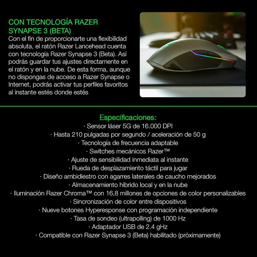 Mouse Gamer Razer Lancehead Inalámbrico Ambidiestro Chroma 16,000 DPI-3