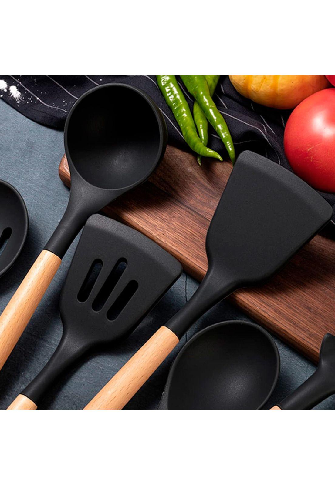 Set de Utensilios de Cocina CROiX 19 Piezas Silicona Madera-3